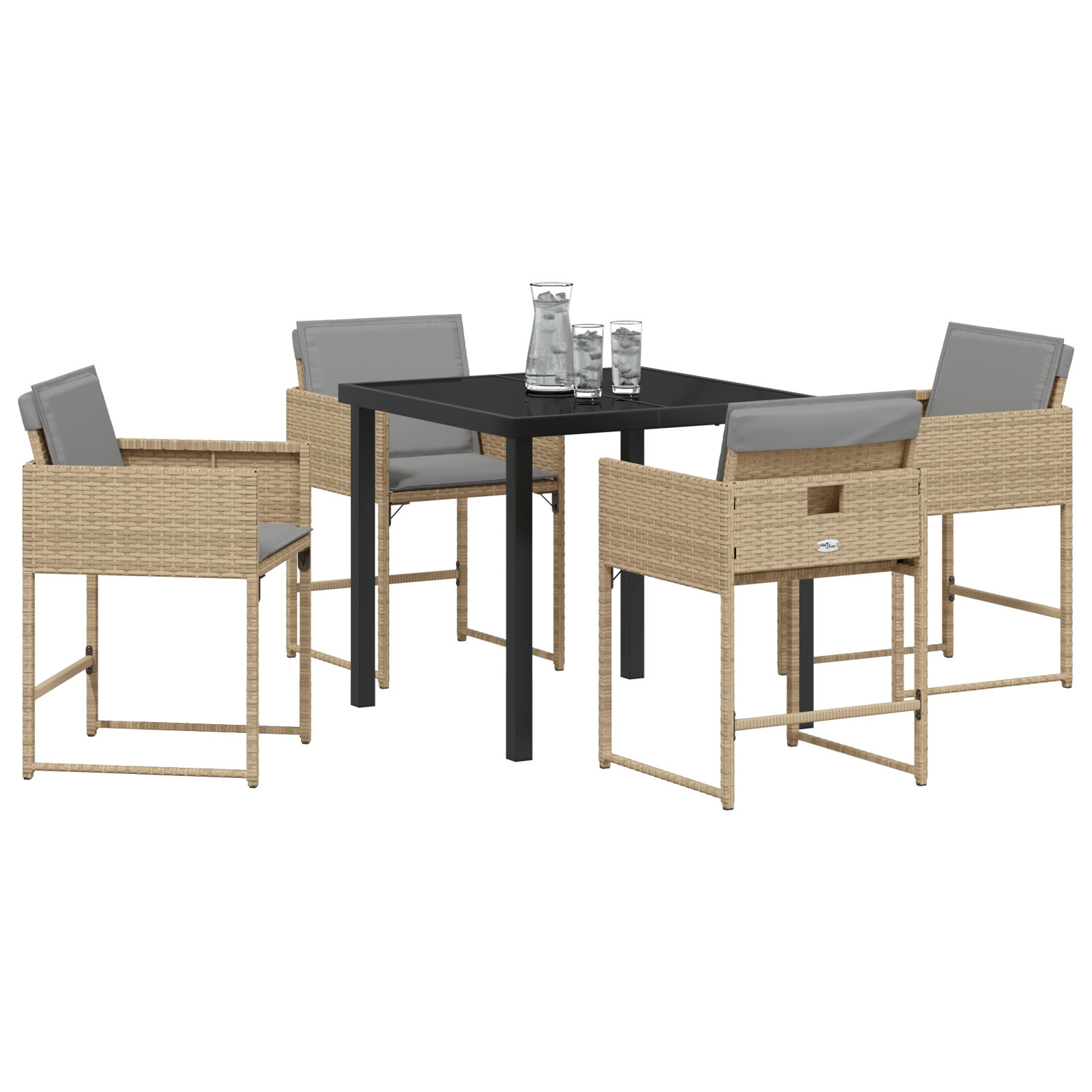 vidaXL 5-delige tuinset met kussens in Beige van Poly Rattan