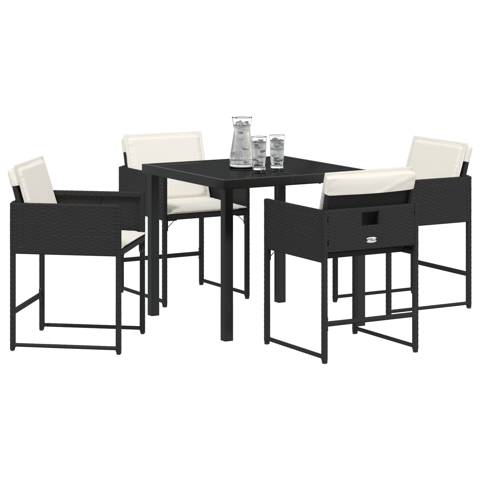 vidaXL 5-delige tuinset met kussens zwart poly rattan