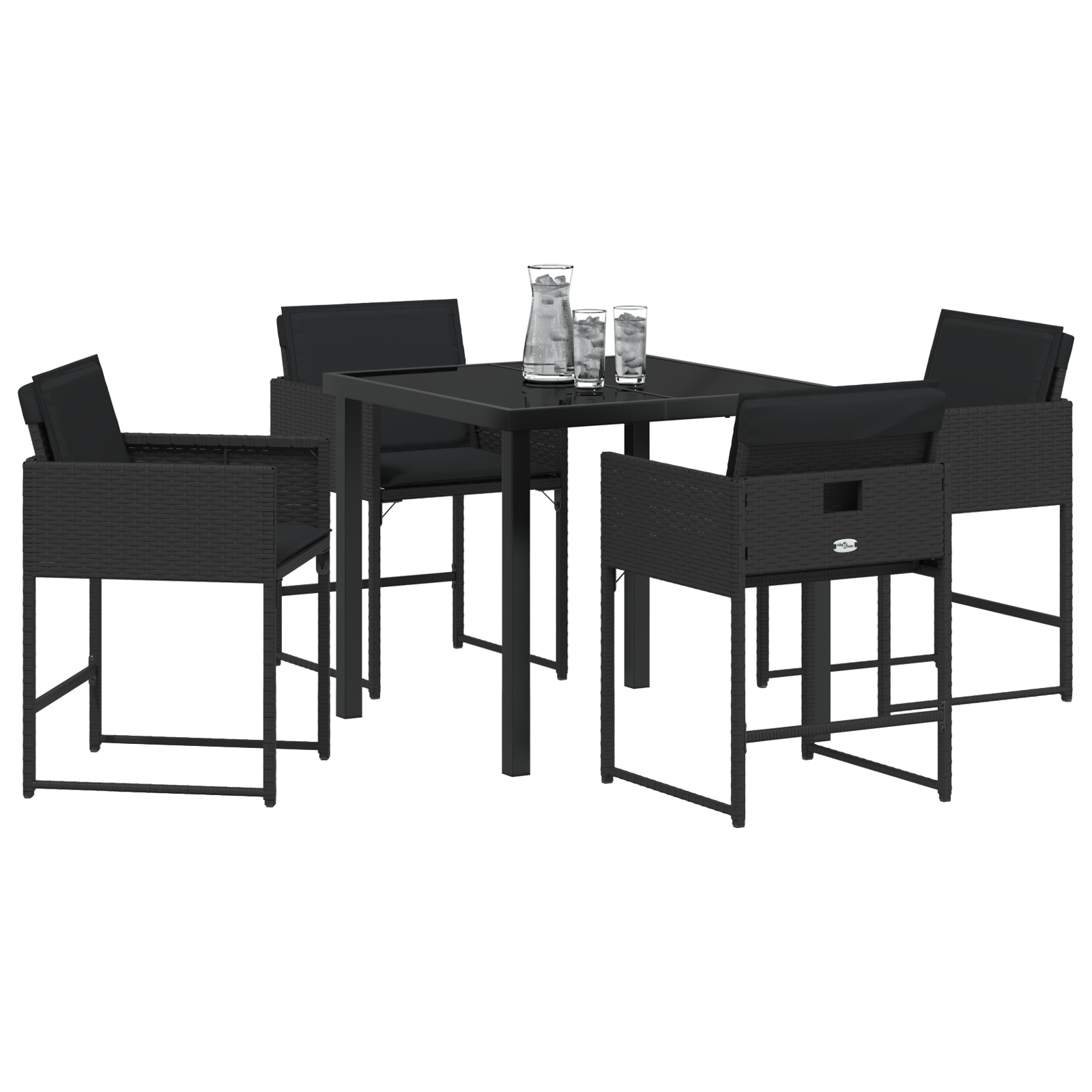 vidaXL 5-delige Tuinset met Kussens in Zwart Poly Rattan