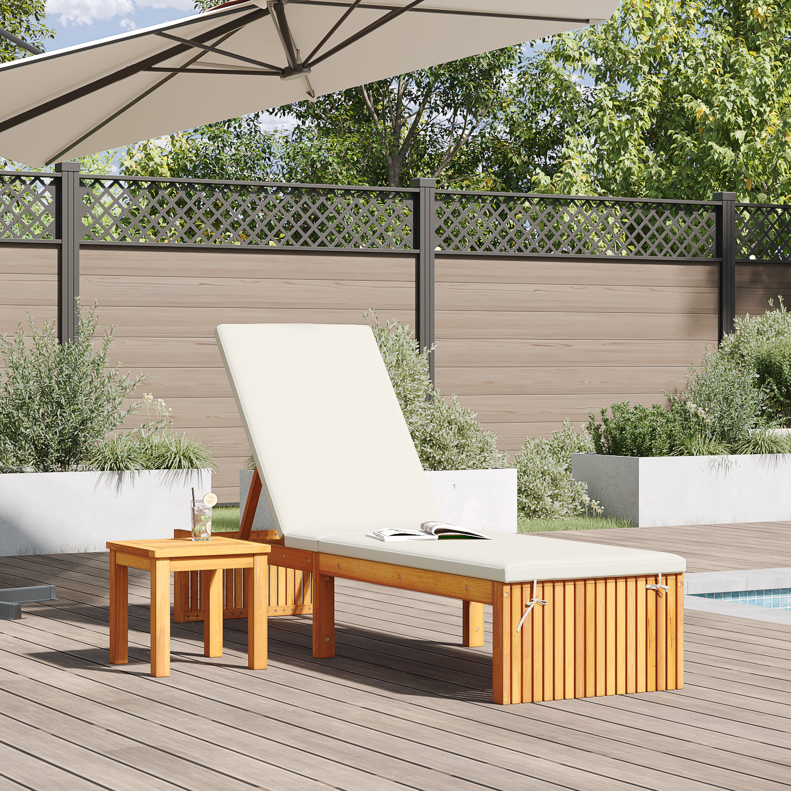 vidaXL Ligbed 200x55x30 cm Massief Acaciahout