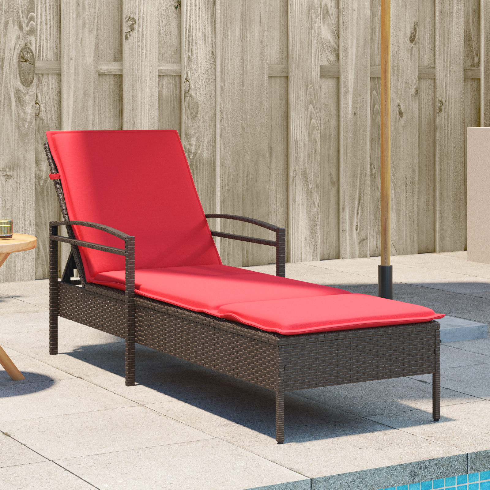 vidaXL Ligbed met kussen bruin 63x200x81 cm poly rattan (alleen VS)