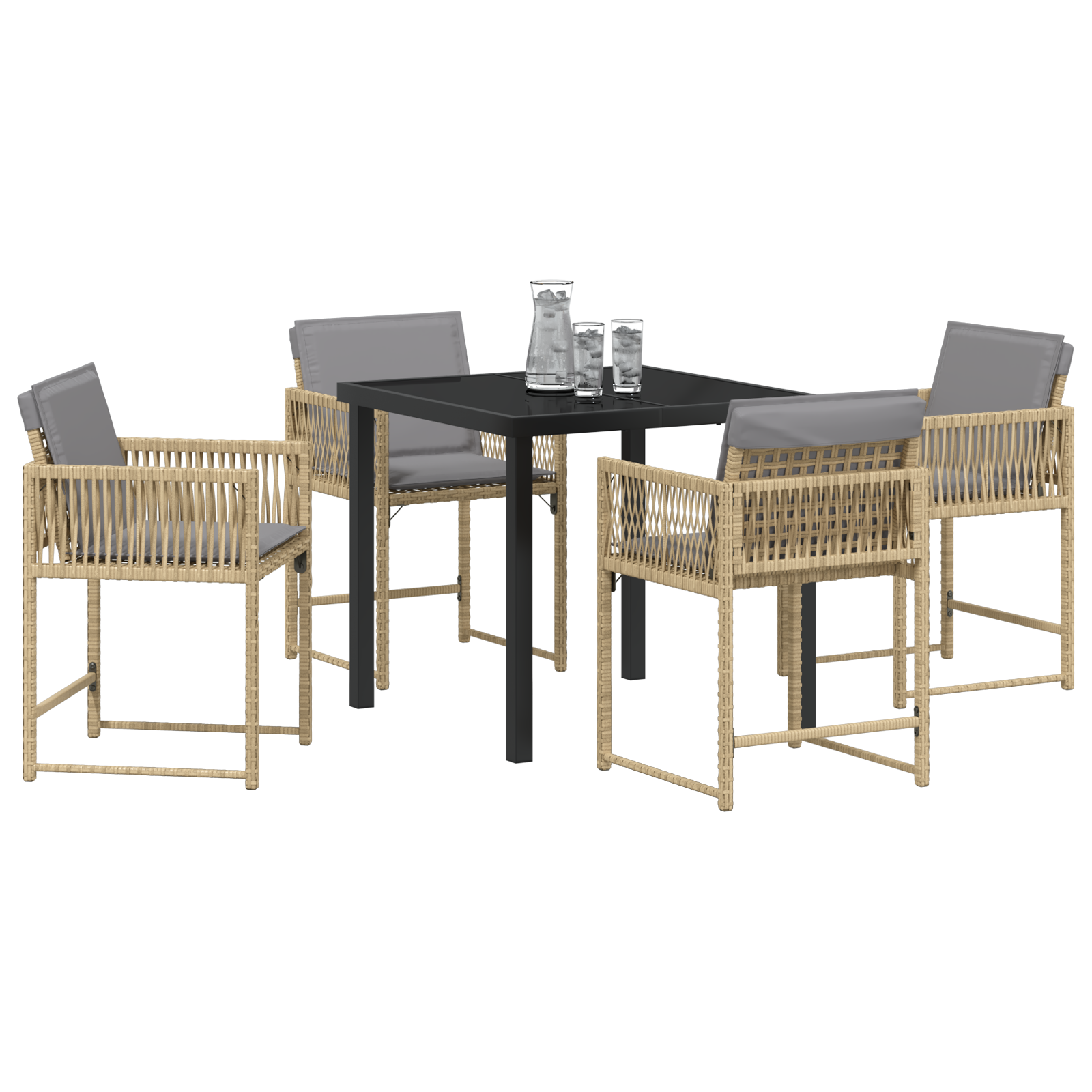 vidaXL 5-delige Tuinset met Kussens Beige Poly Rattan