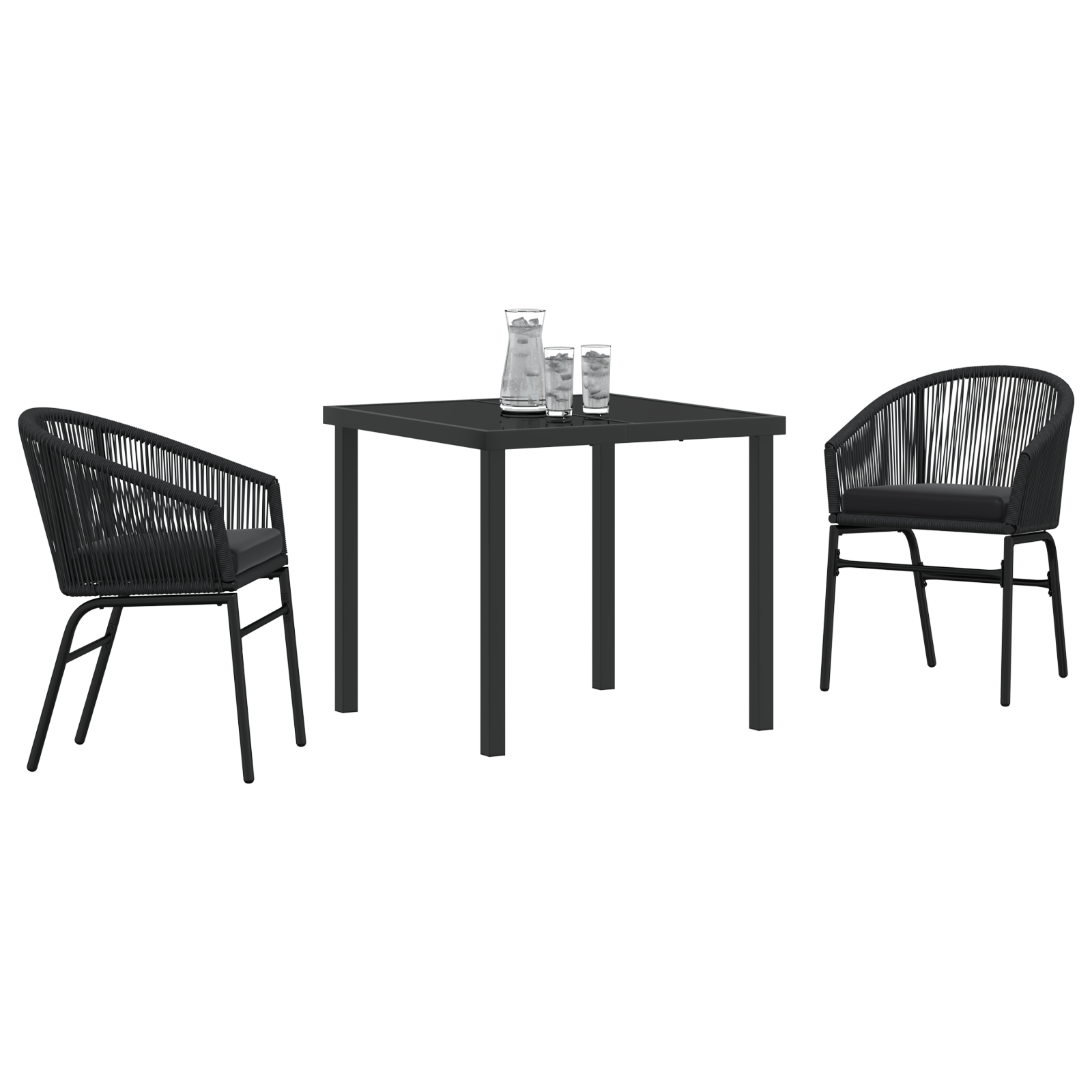 vidaXL 3-delige Tuinset - Zwart Poly Riet