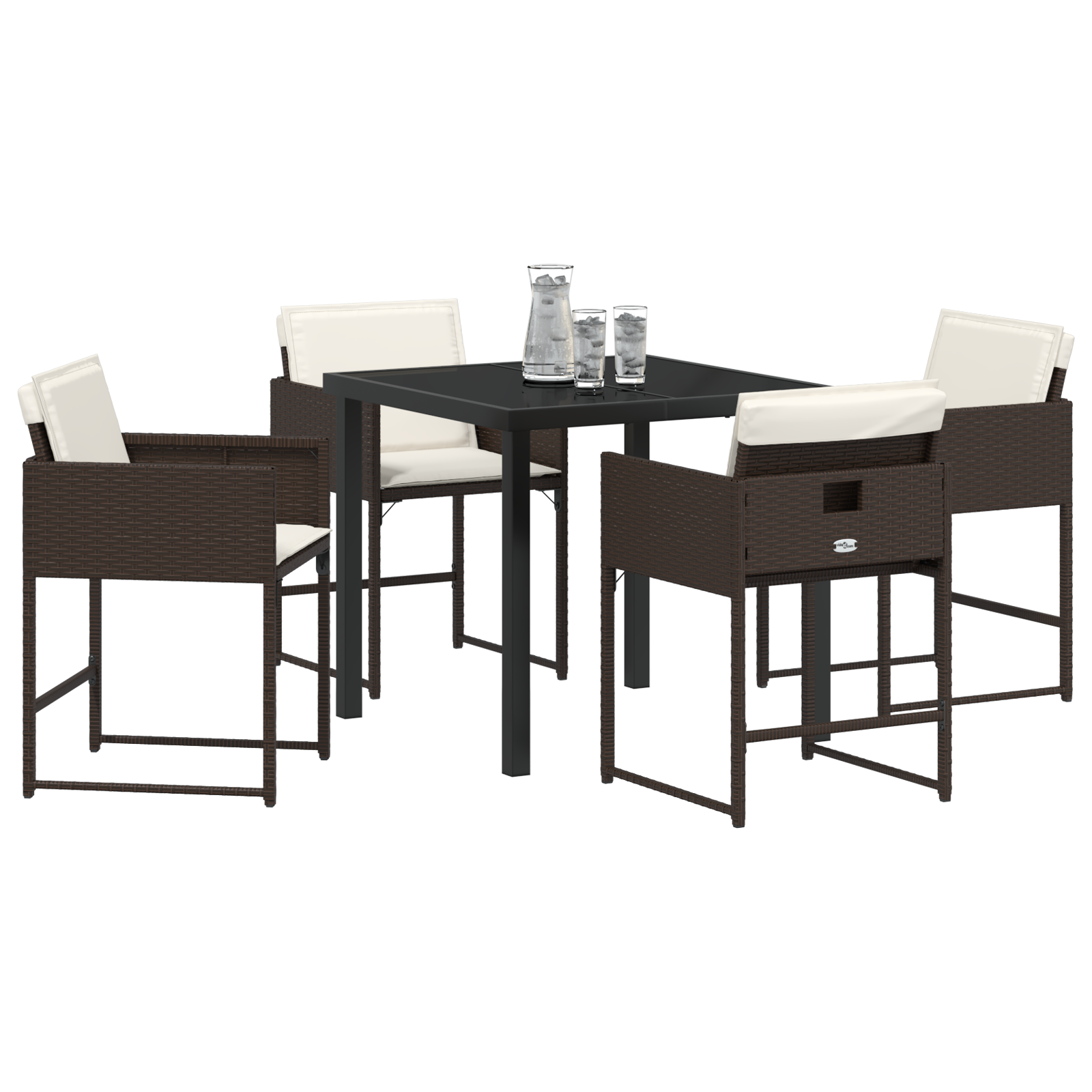 vidaXL 5-delige Tuinset met Kussens Bruin Poly Rattan