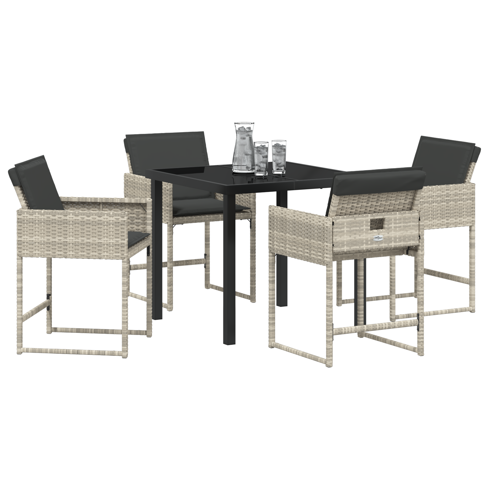 vidaXL 5-delige tuinset met kussens in lichtgrijs poly rattan