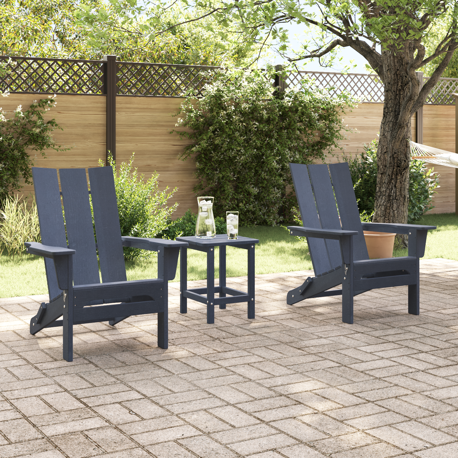 vidaXL Stoelen 2 st Adirondack 74,5x80,5x90 cm HDPE marineblauw
