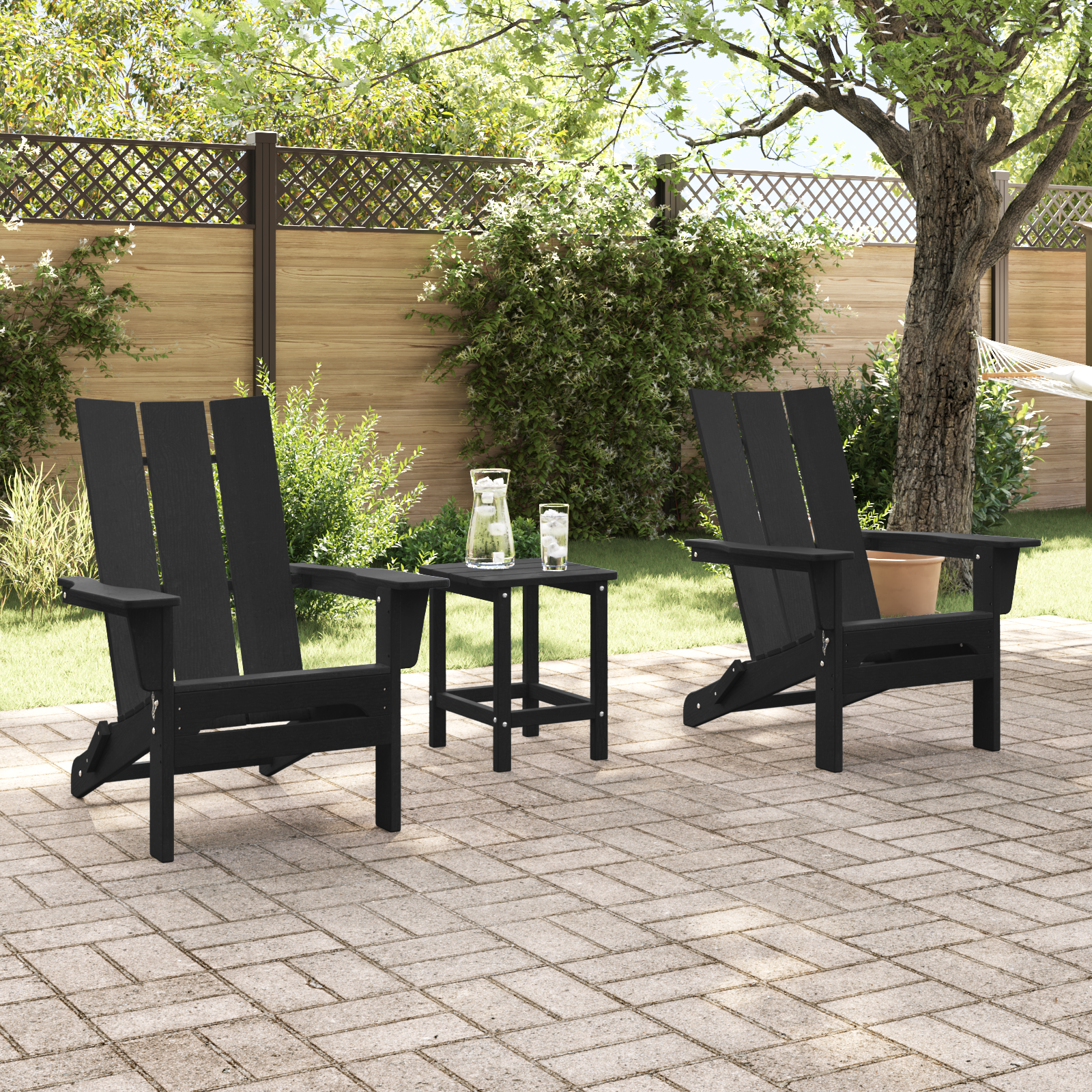 vidaXL Stoelen 2 st Adirondack 74,5x80,5x90 cm HDPE zwart