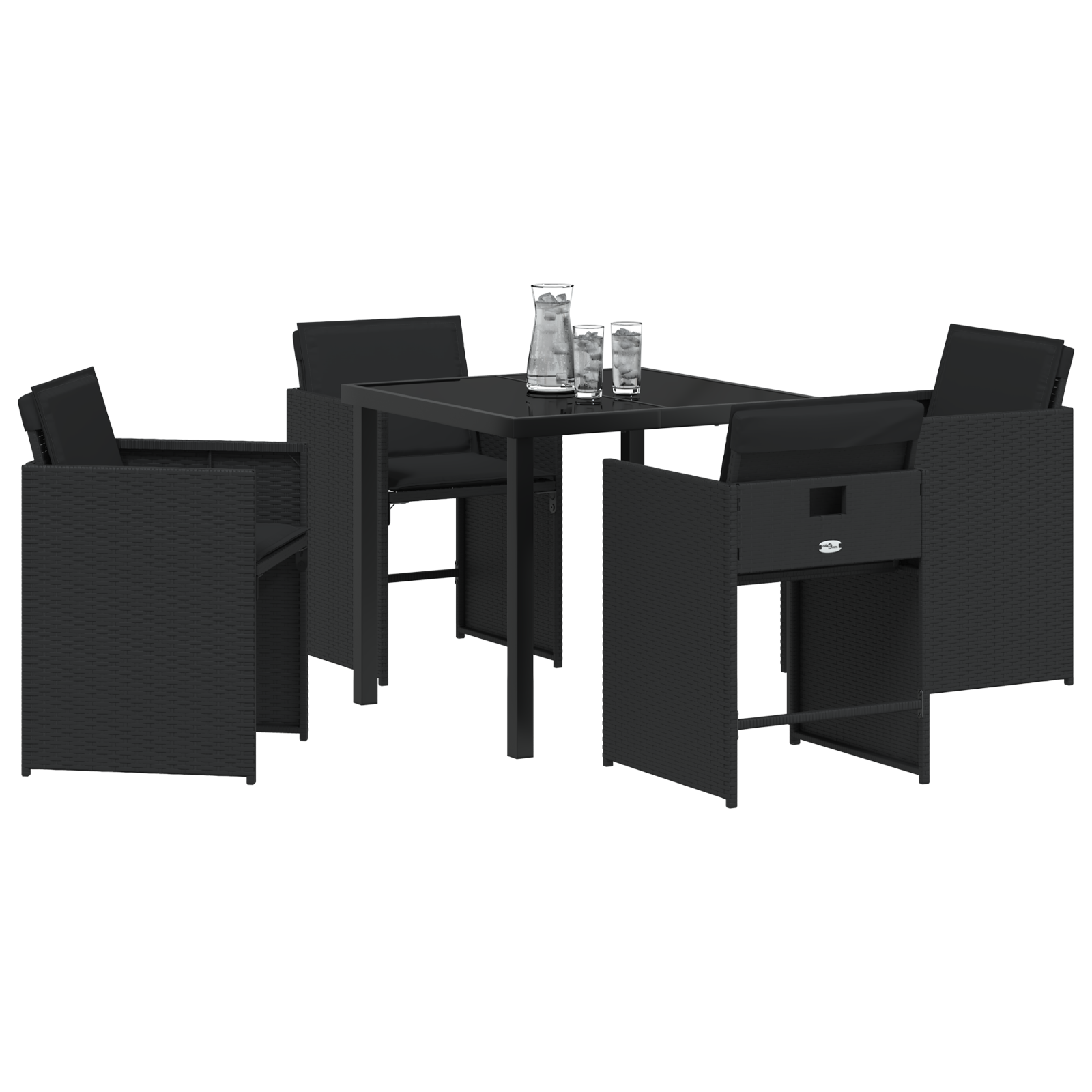 vidaXL 5-delige tuinset met kussens - zwart poly rattan