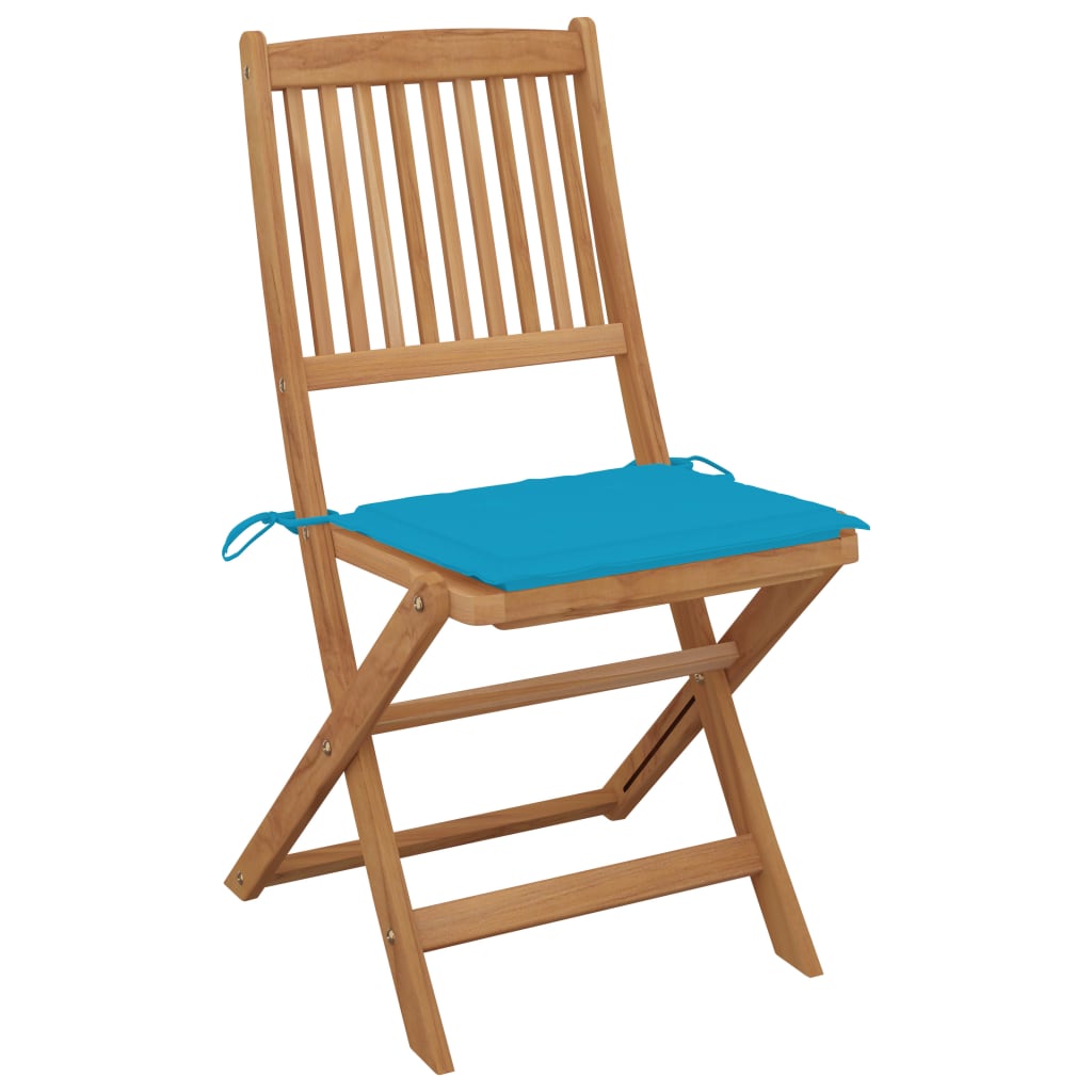 vidaXL Tuinstoelen 2 st inklapbaar met kussens massief acaciahout