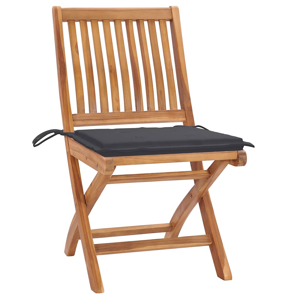 vidaXL Tuinstoelen 2 st met antracietkleurige kussens massief teakhout