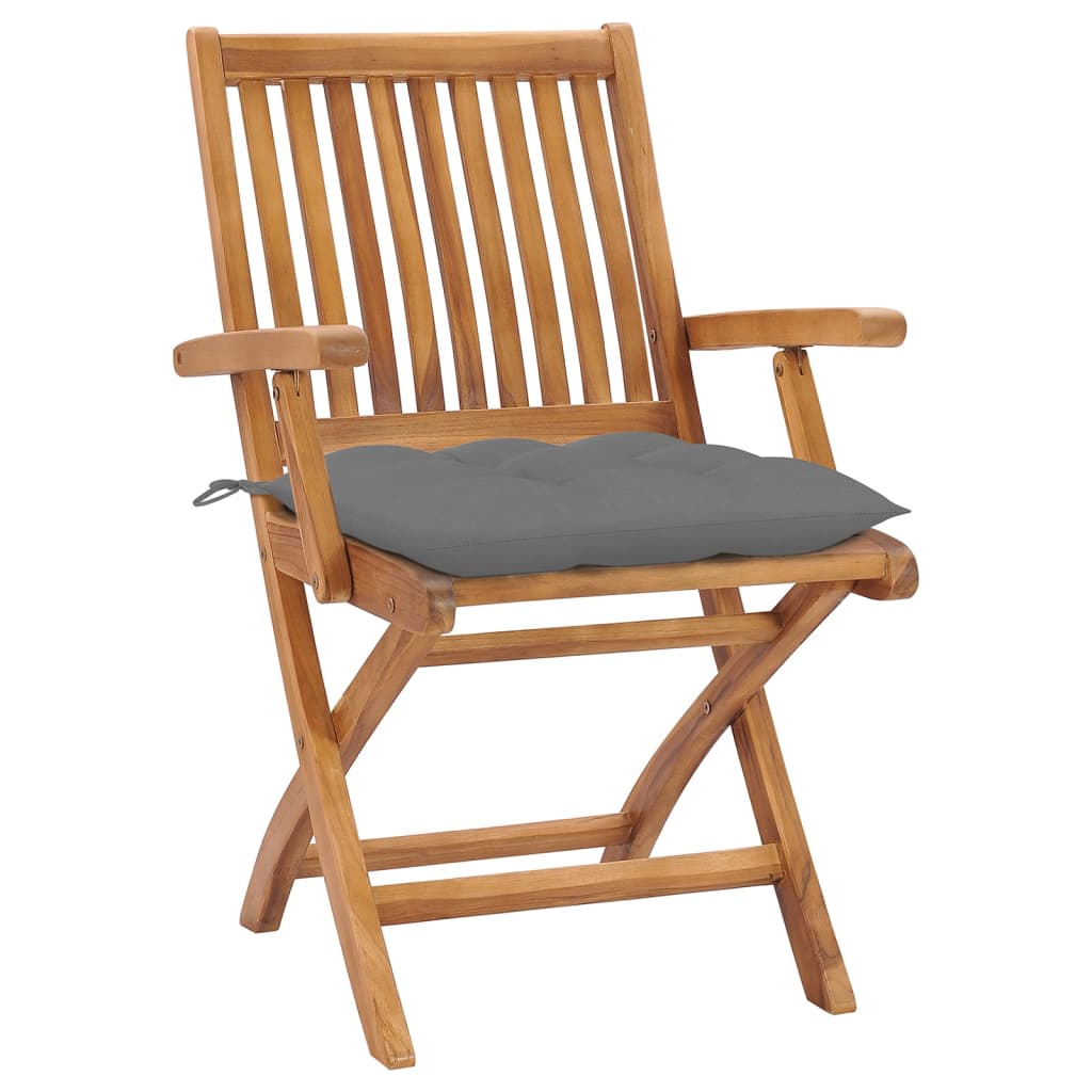 vidaXL Tuinstoelen 6 st inklapbaar met kussens massief teakhout