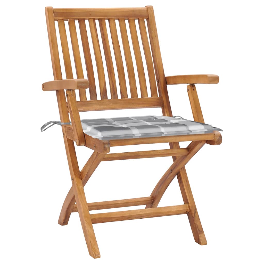 vidaXL Tuinstoelen 8 st inklapbaar met kussens massief teakhout