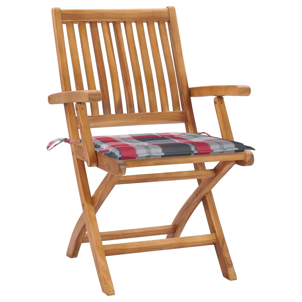 vidaXL Tuinstoelen 8 st inklapbaar met kussens massief teakhout