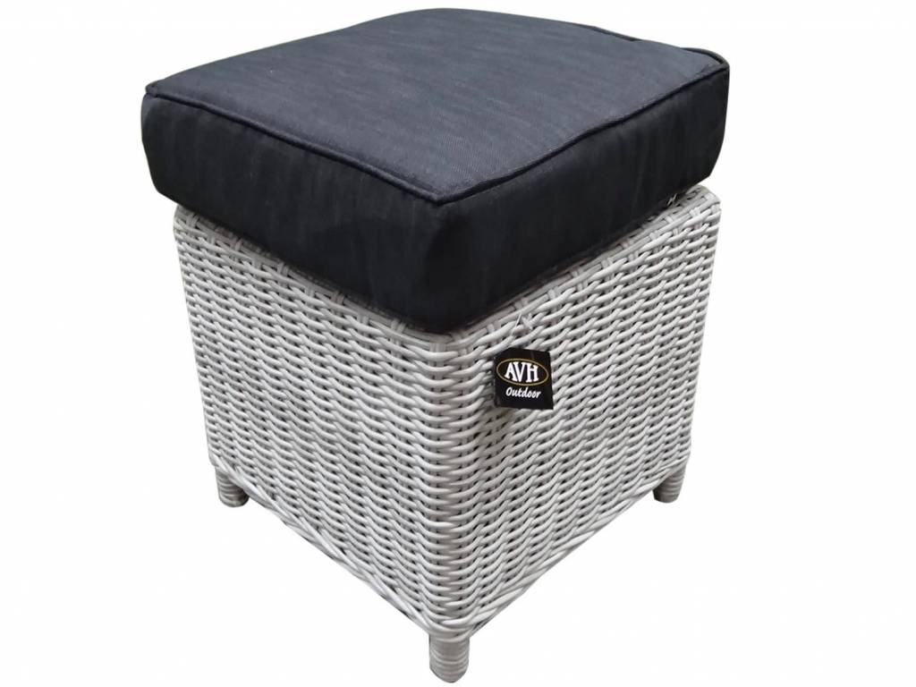 AVH-Collectie AVH XL voetenbank 40x40xH45 cm wit grijs