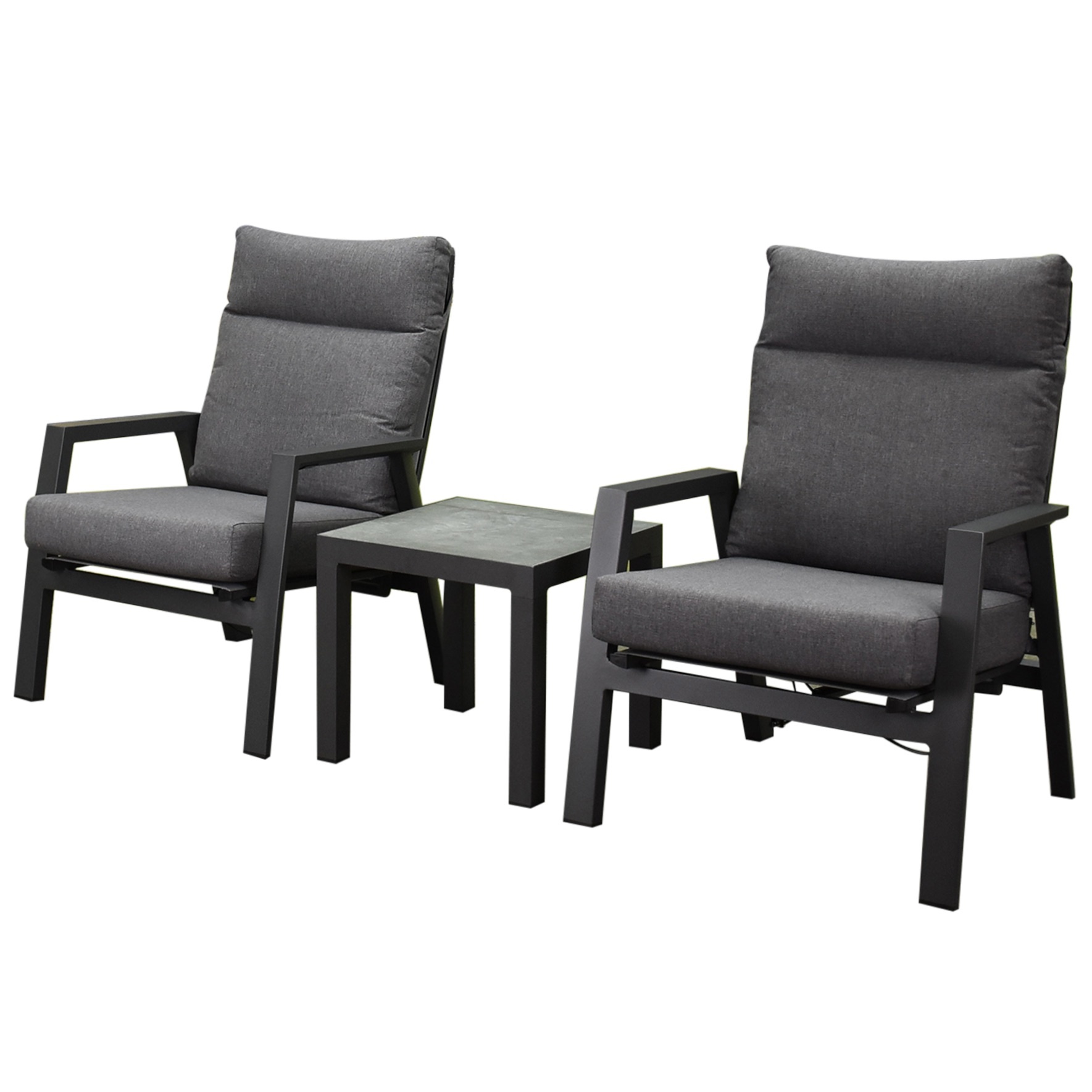 AVH-Collectie Vegas lounge balkonset 3 delig verstelbaar aluminium antraciet