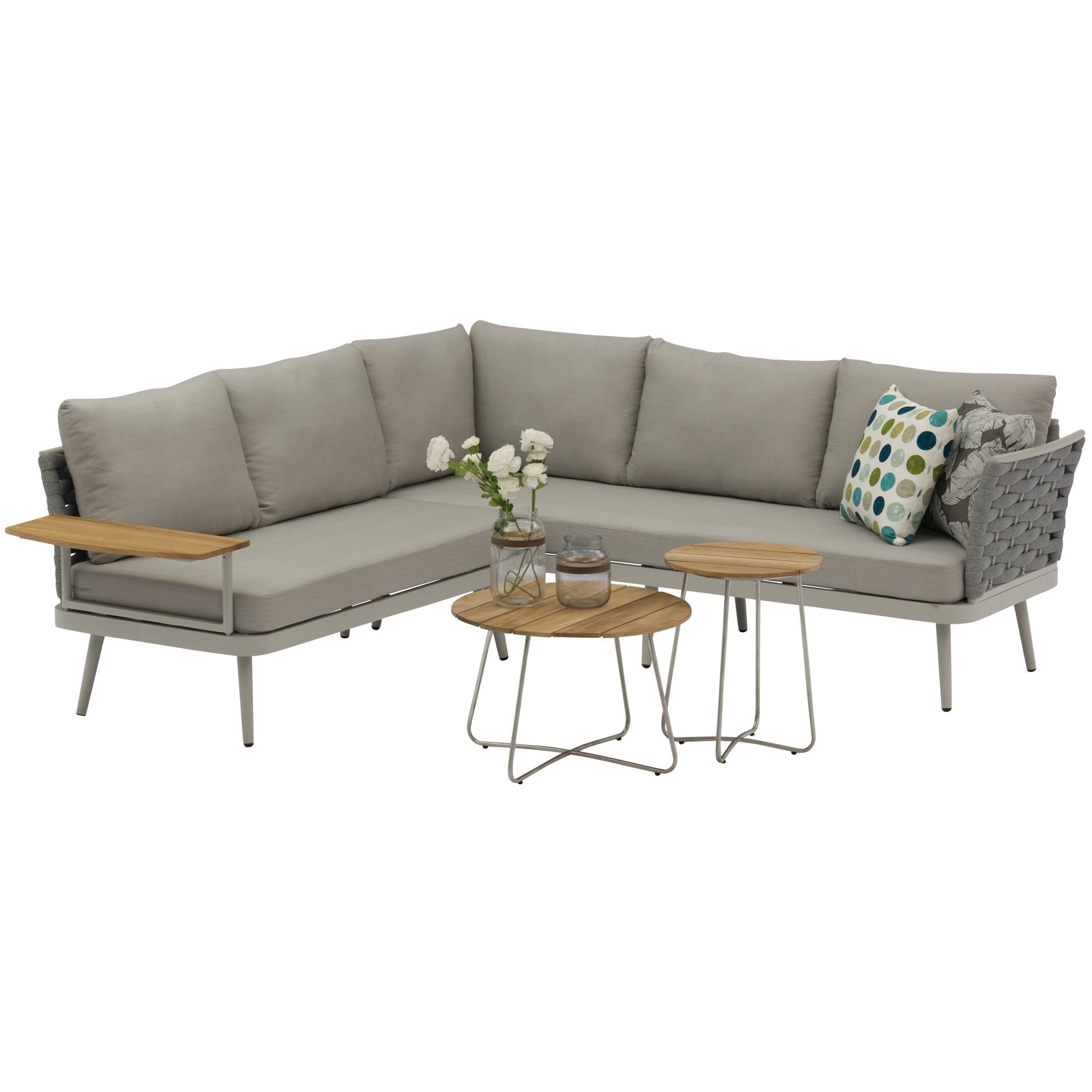 AVH-Collectie Santorini hoek loungeset 4 delig aluminium rope