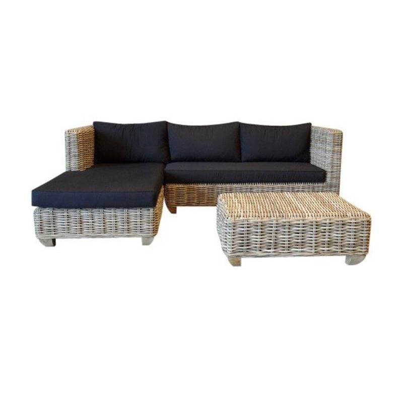 AVH-Collectie Toronto chaise longue loungeset rechts 3-delig naturel rotan