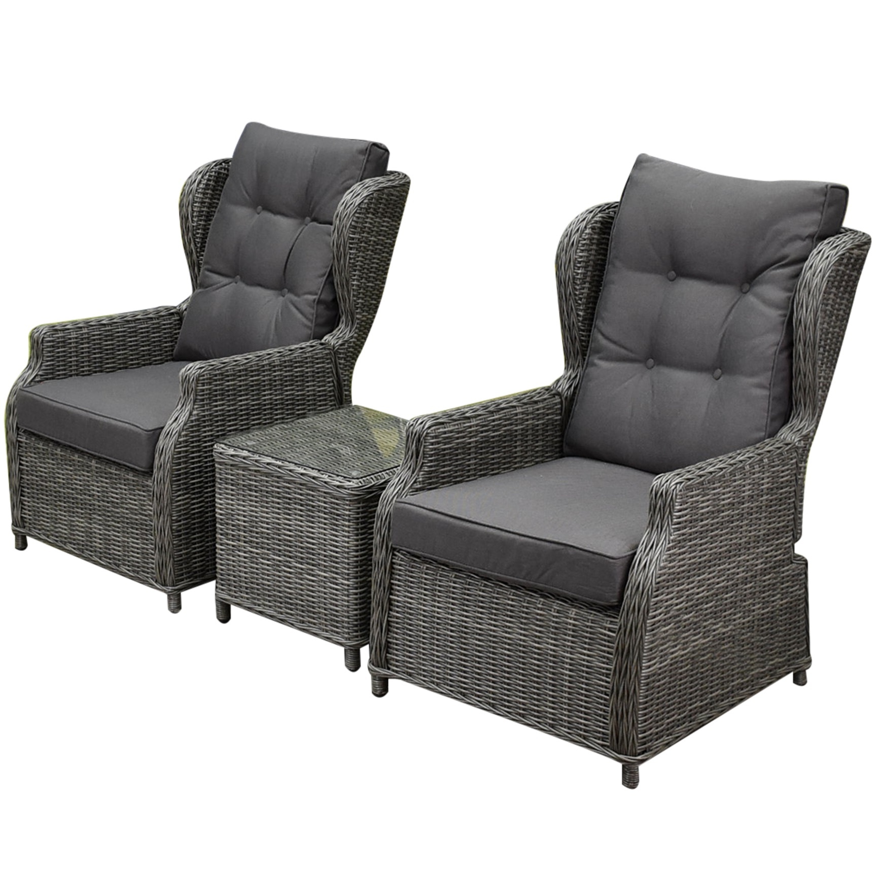 AVH-Collectie Toscane XL lounge balkonset verstelbaar 3-delig antraciet
