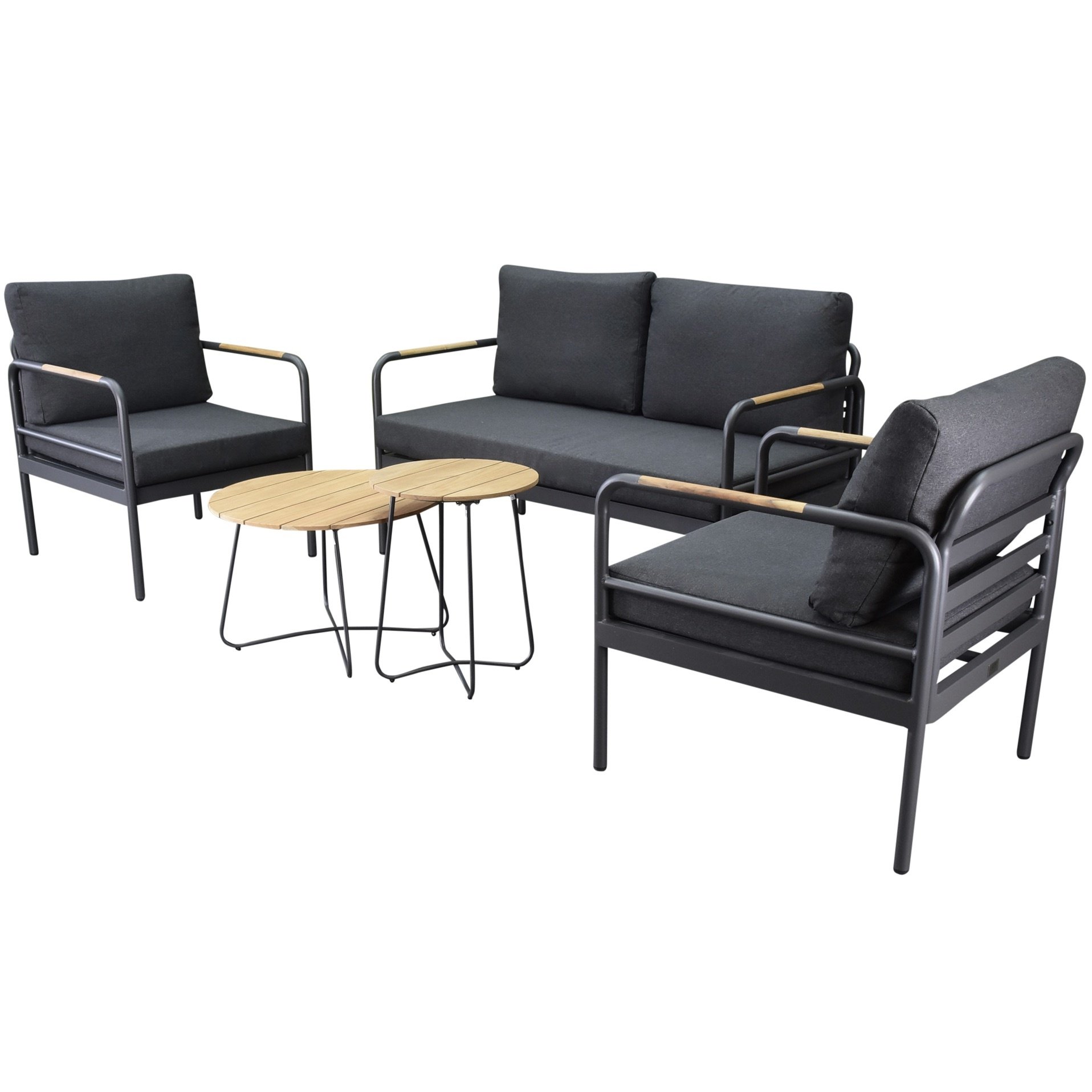 AVH-Collectie Florina stoel bank loungeset 5 delig aluminum teak antraciet