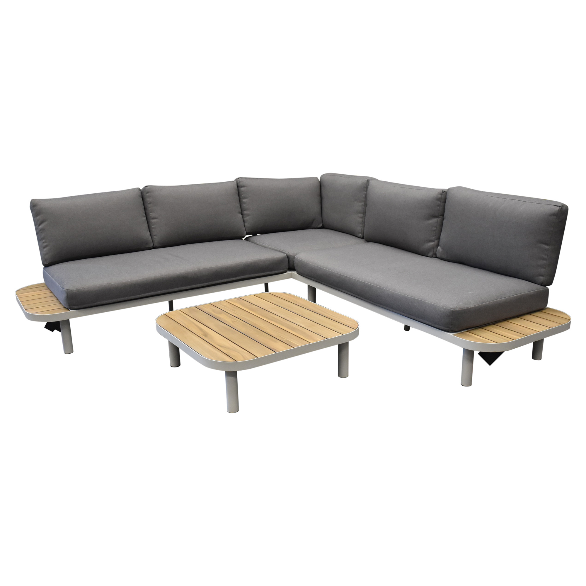 AVH-Collectie Amore platform hoek loungeset 3 delig latte zand aluminium