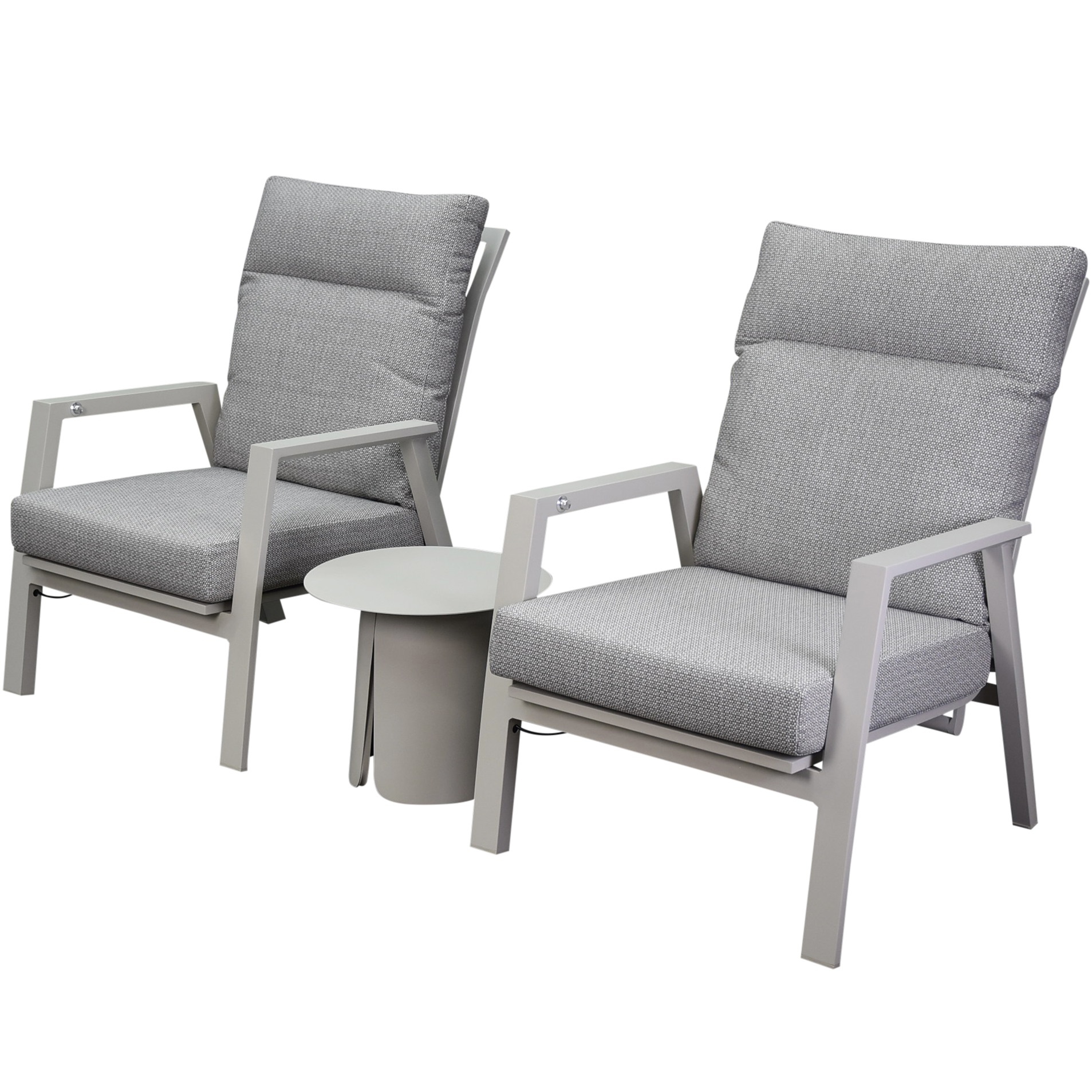 AVH-Collectie Barolo lounge balkonset 3 delig verstelbaar latte zand aluminium