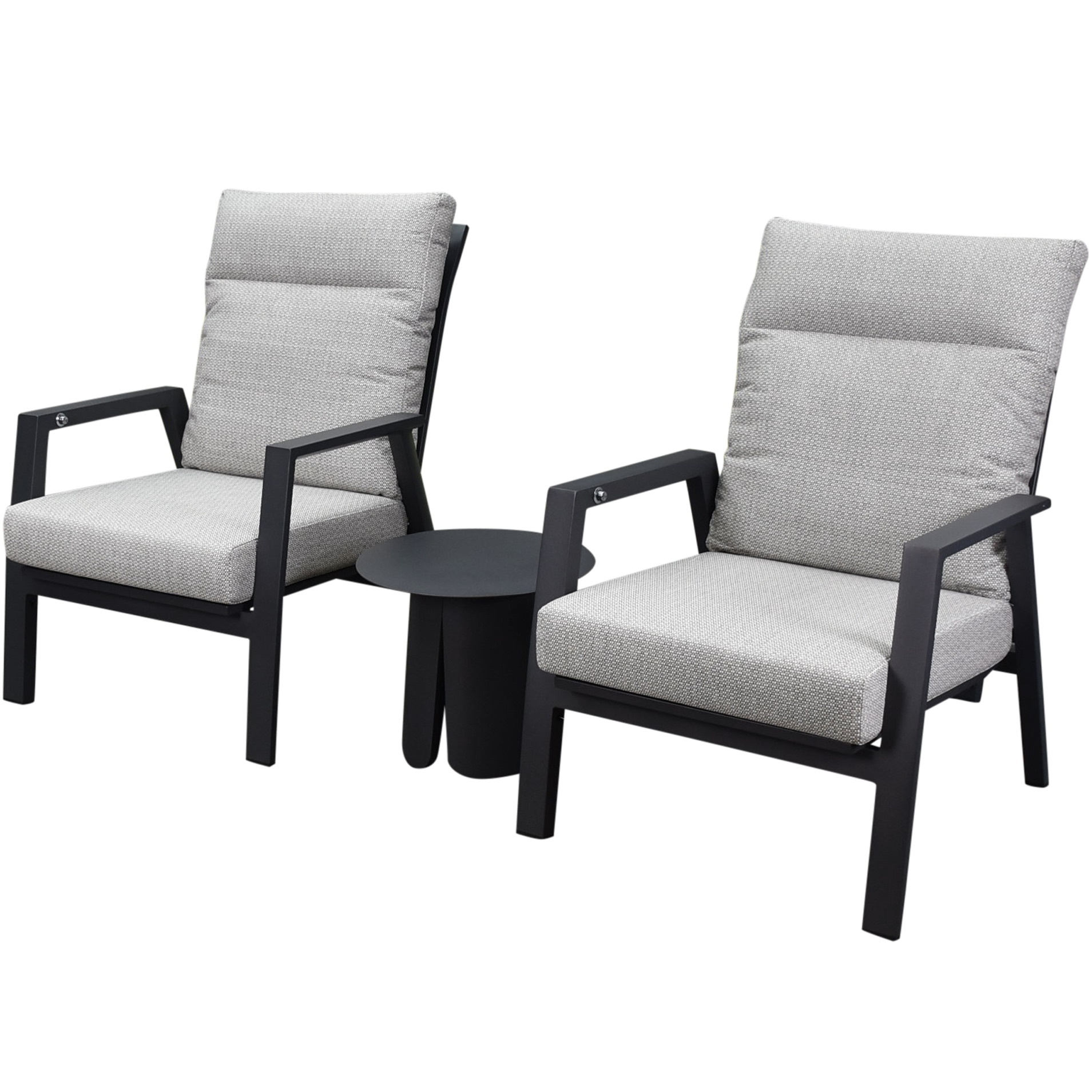 AVH-Collectie Barolo lounge balkonset 3 delig verstelbaar antraciet aluminium