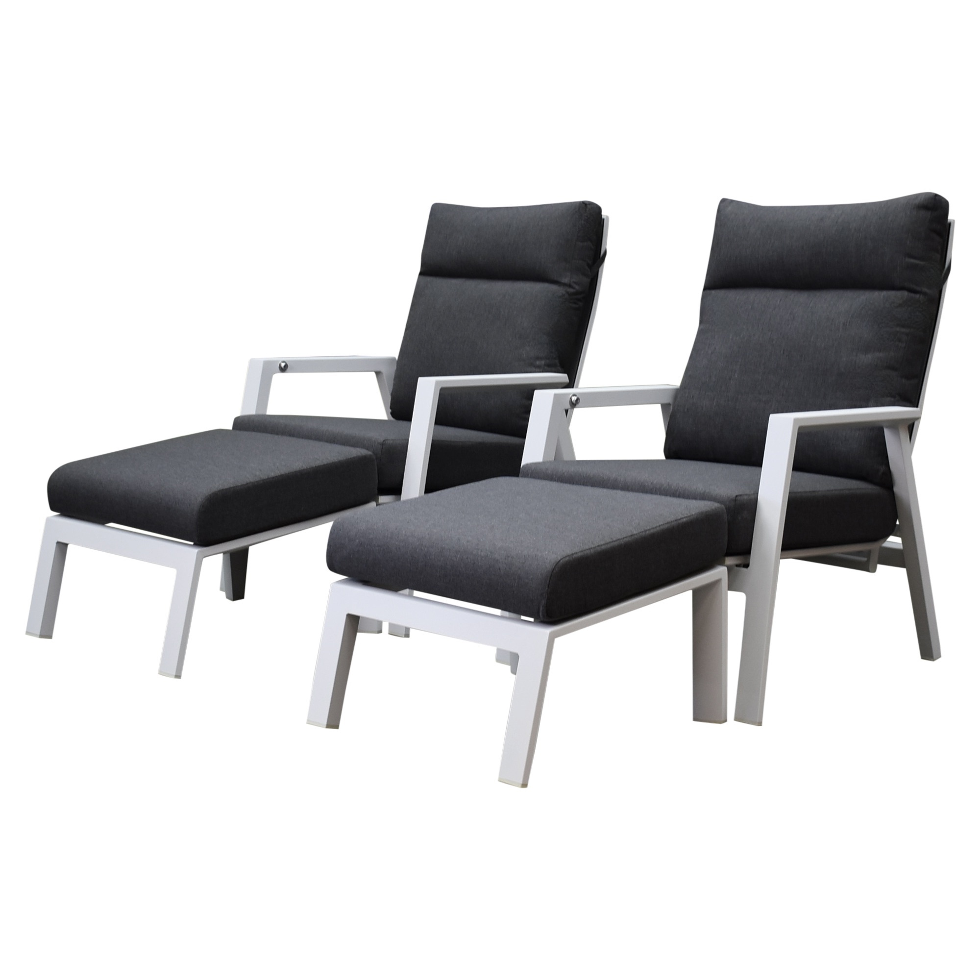 AVH-Collectie Vegas lounge balkonset 4 delig verstelbaar wit aluminium