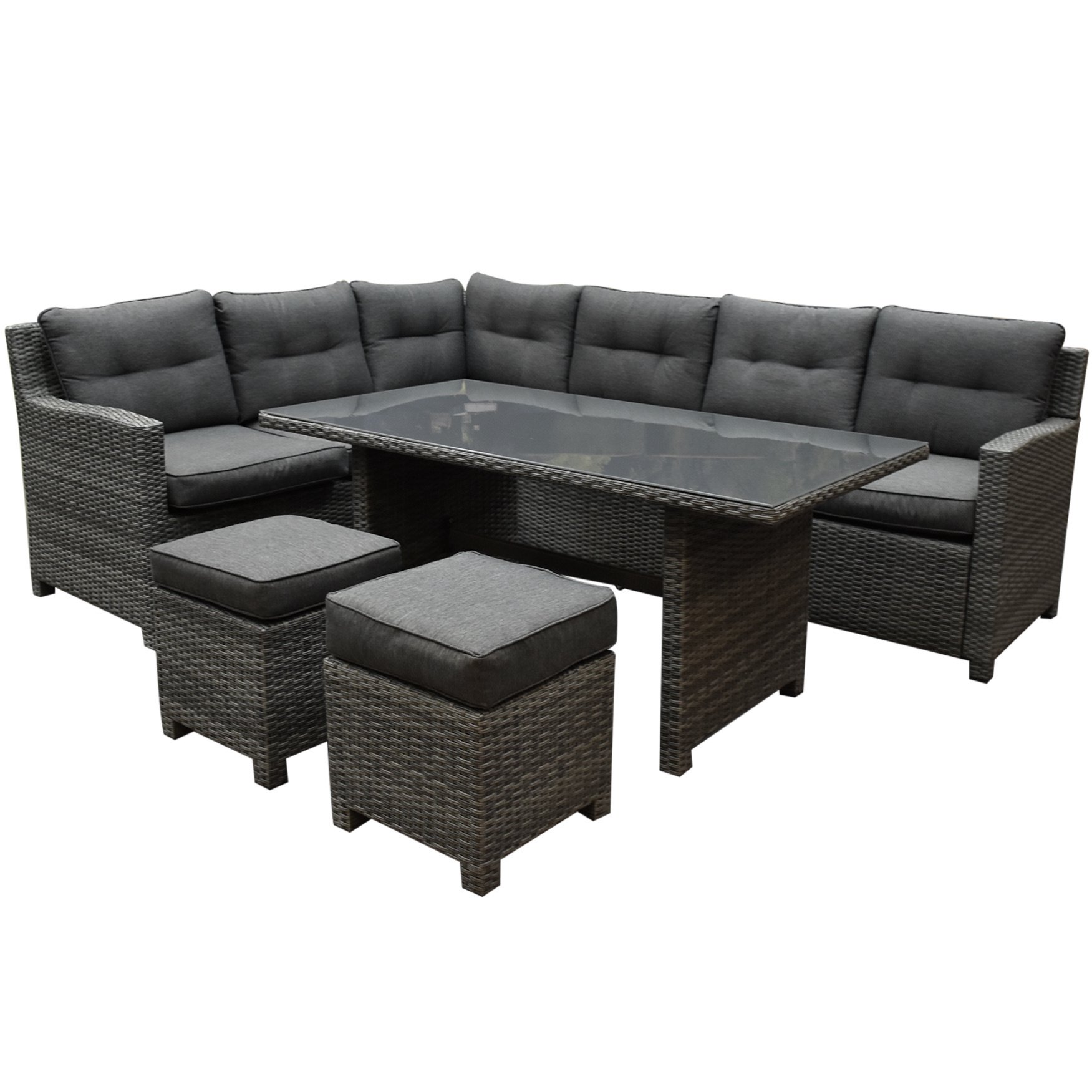 AVH-Collectie Valencia dining hoek loungeset 5-delig links antraciet wicker
