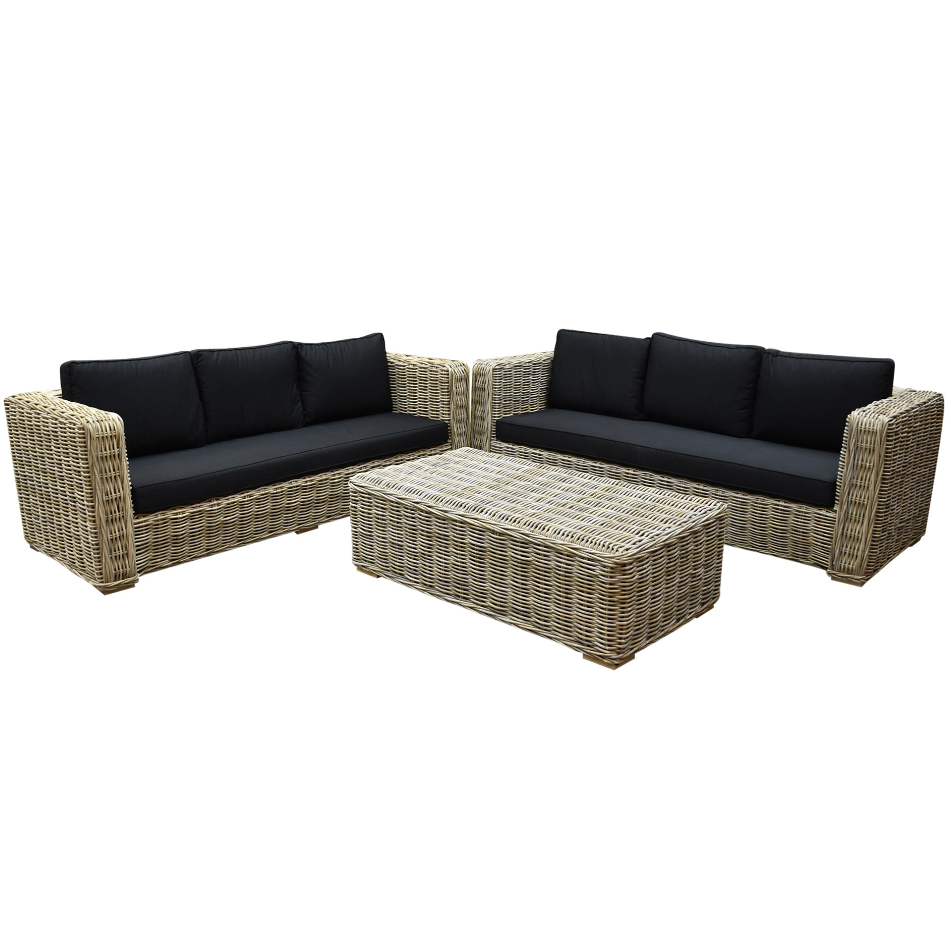 AVH-Collectie Nissah 2,5-zits bank loungeset 3-delig rotan