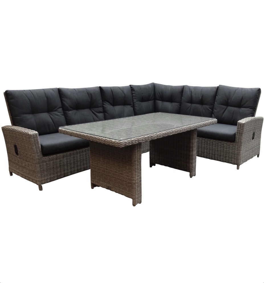 AVH-Collectie San Marino hoek dining loungeset rechts verstelbaar 3-delig grijs