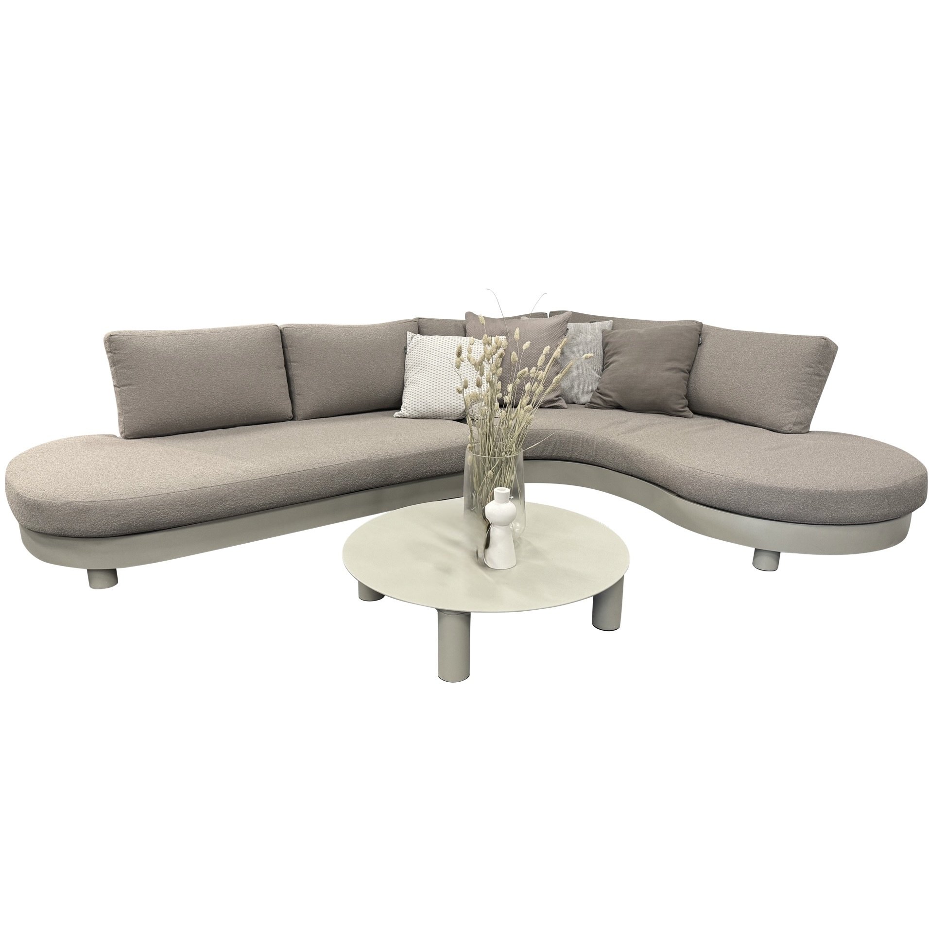 AVH-Collectie Costa Azzura organische hoek loungeset 3 delig aluminium latte zand