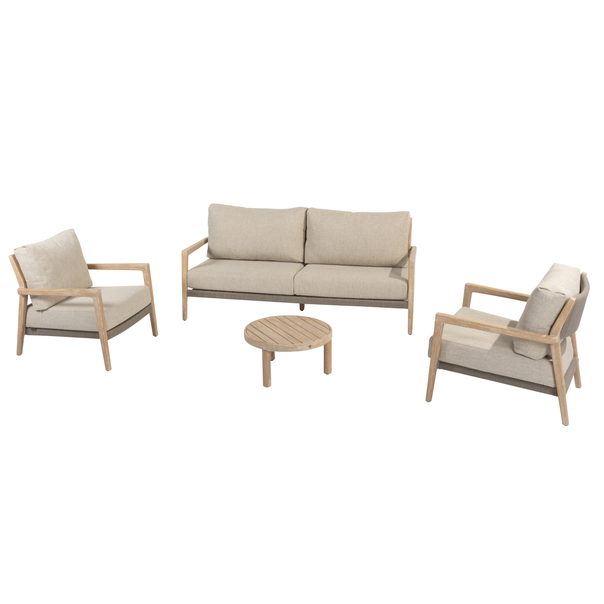 4 Seasons Outdoor Sem Julia stoel bank loungeset 4 delig brushed teak 