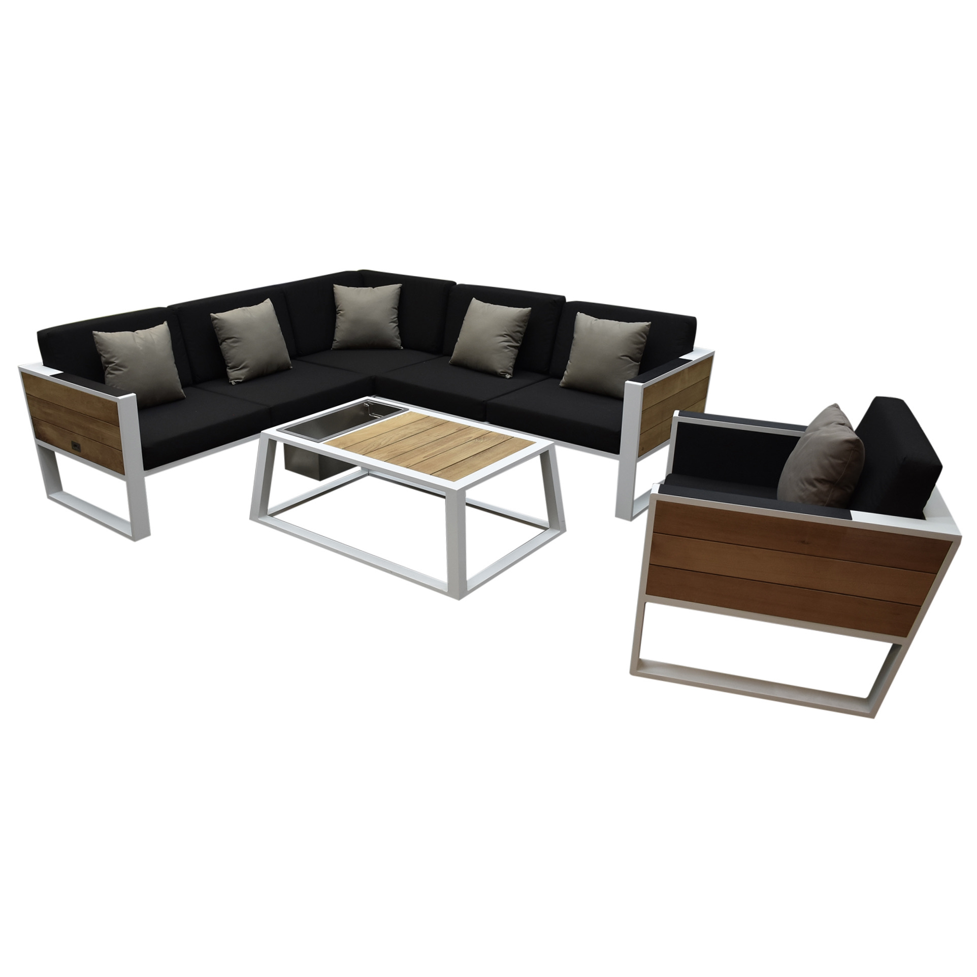 Higold York hoek loungeset 5 delig wit aluminium