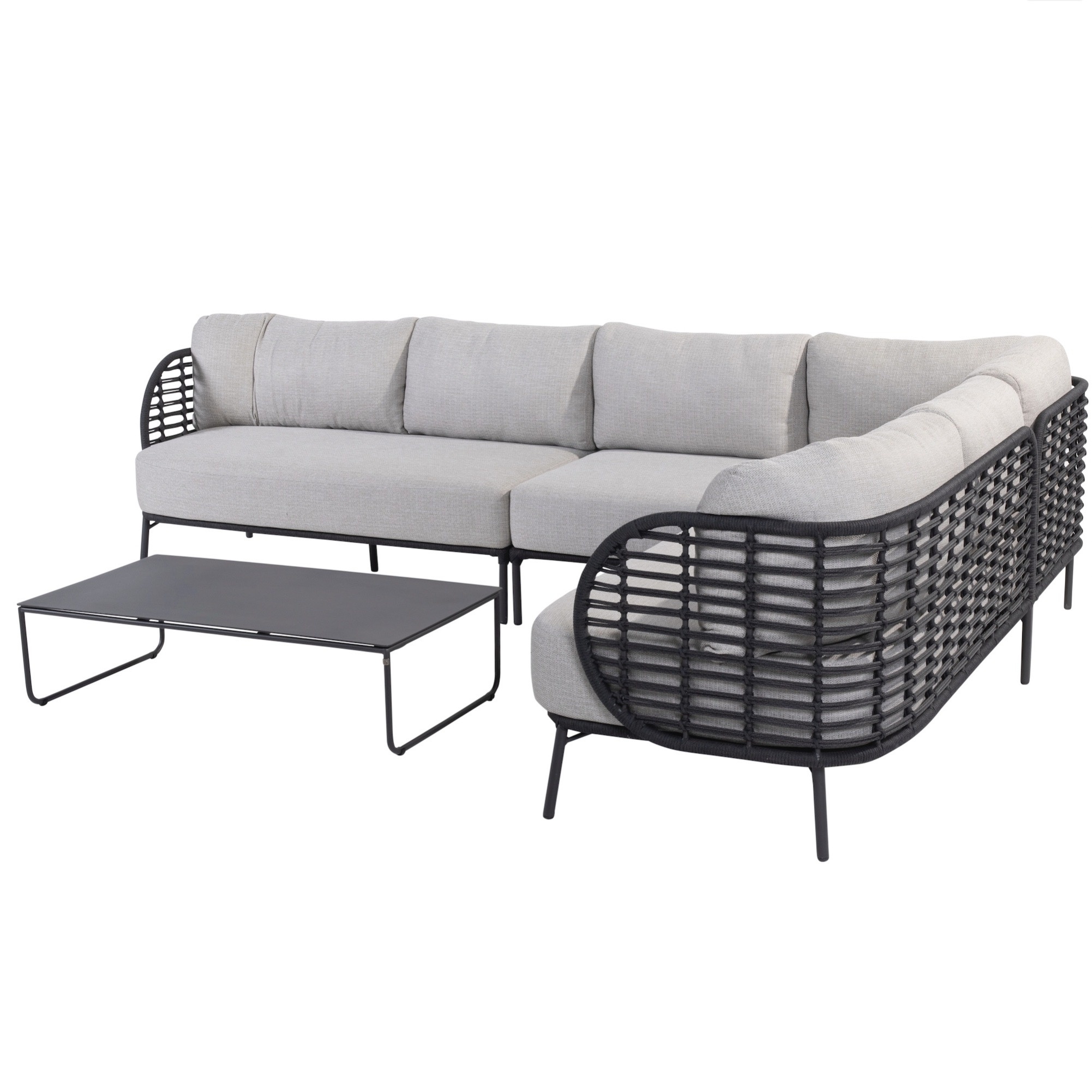 4 Seasons Outdoor Fabrice hoek loungeset 5 delig antraciet rope 