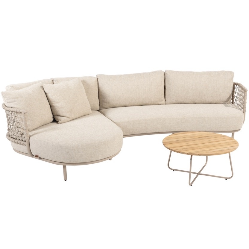 4 Seasons Outdoor Sardinia chaise longue loungeset 3 delig aluminum latte 