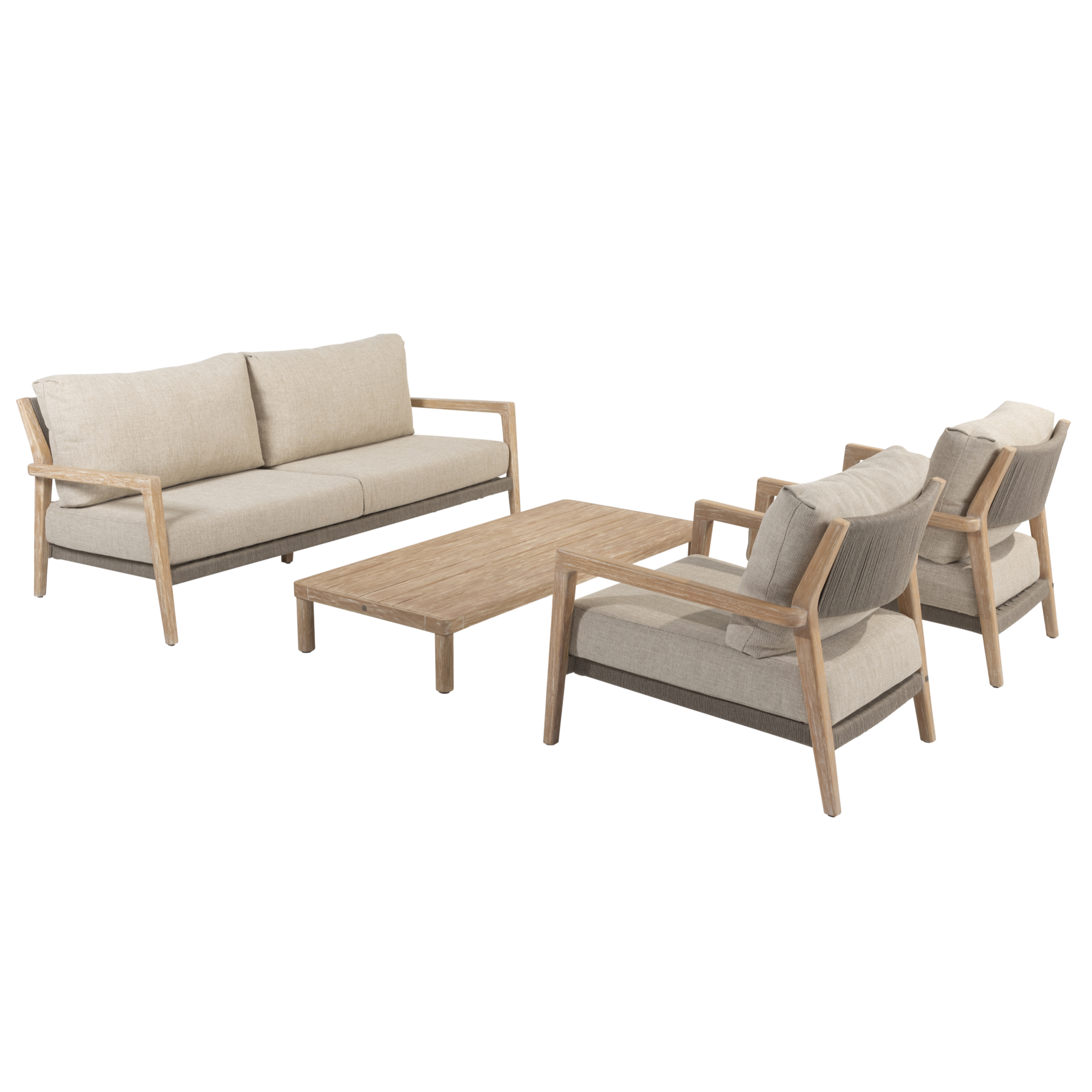 4 Seasons Outdoor Sem Julia stoel bank loungeset 4 delig 150x65 cm brushed teak 