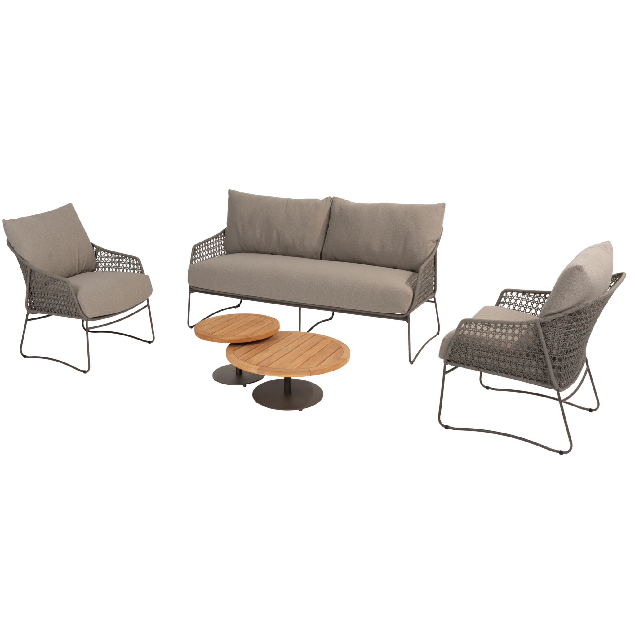 4 Seasons Outdoor Moretti stoel bank loungeset 5 delig teak rope terre 