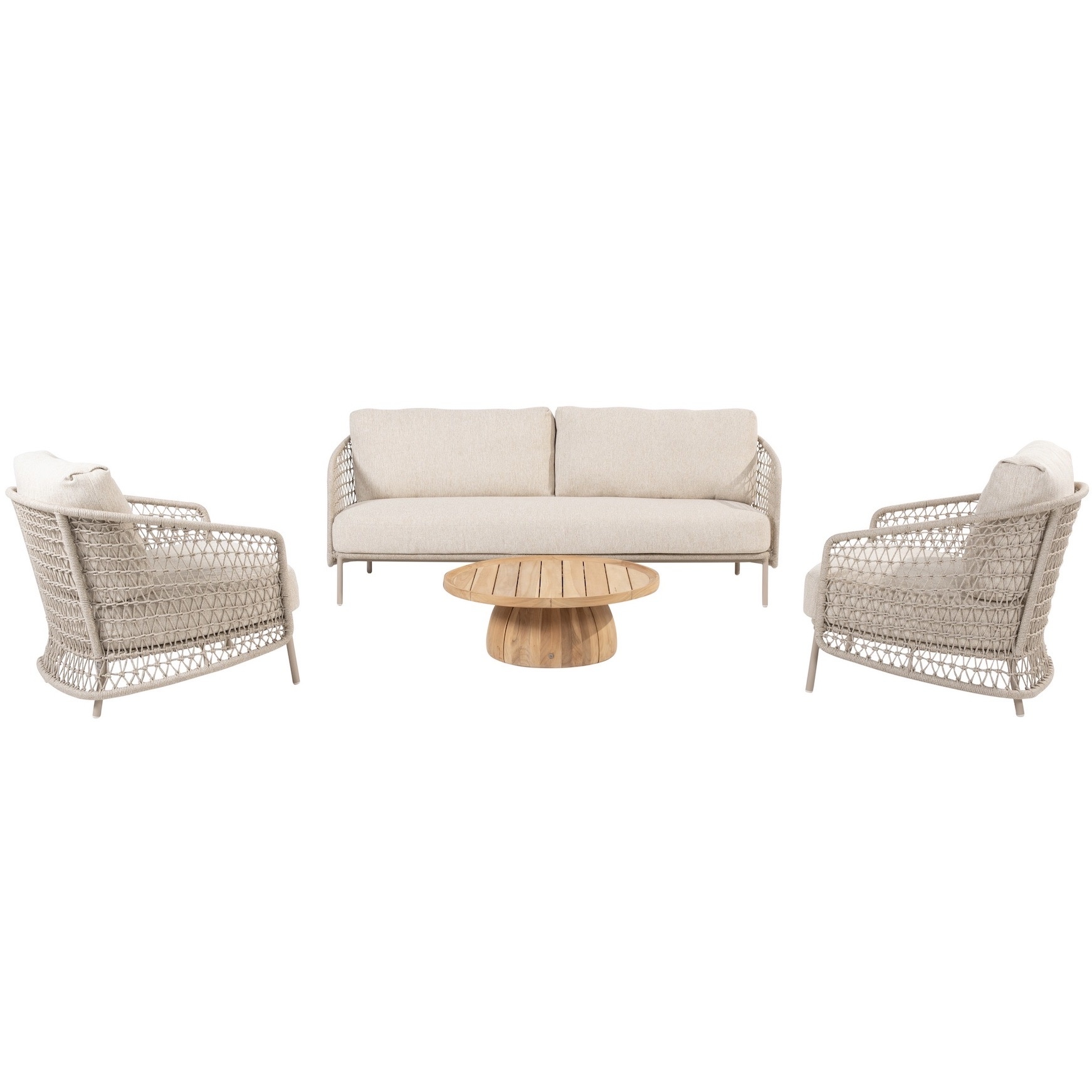 4 Seasons Outdoor Puccini stoel bank loungeset 4 delig rope latte 