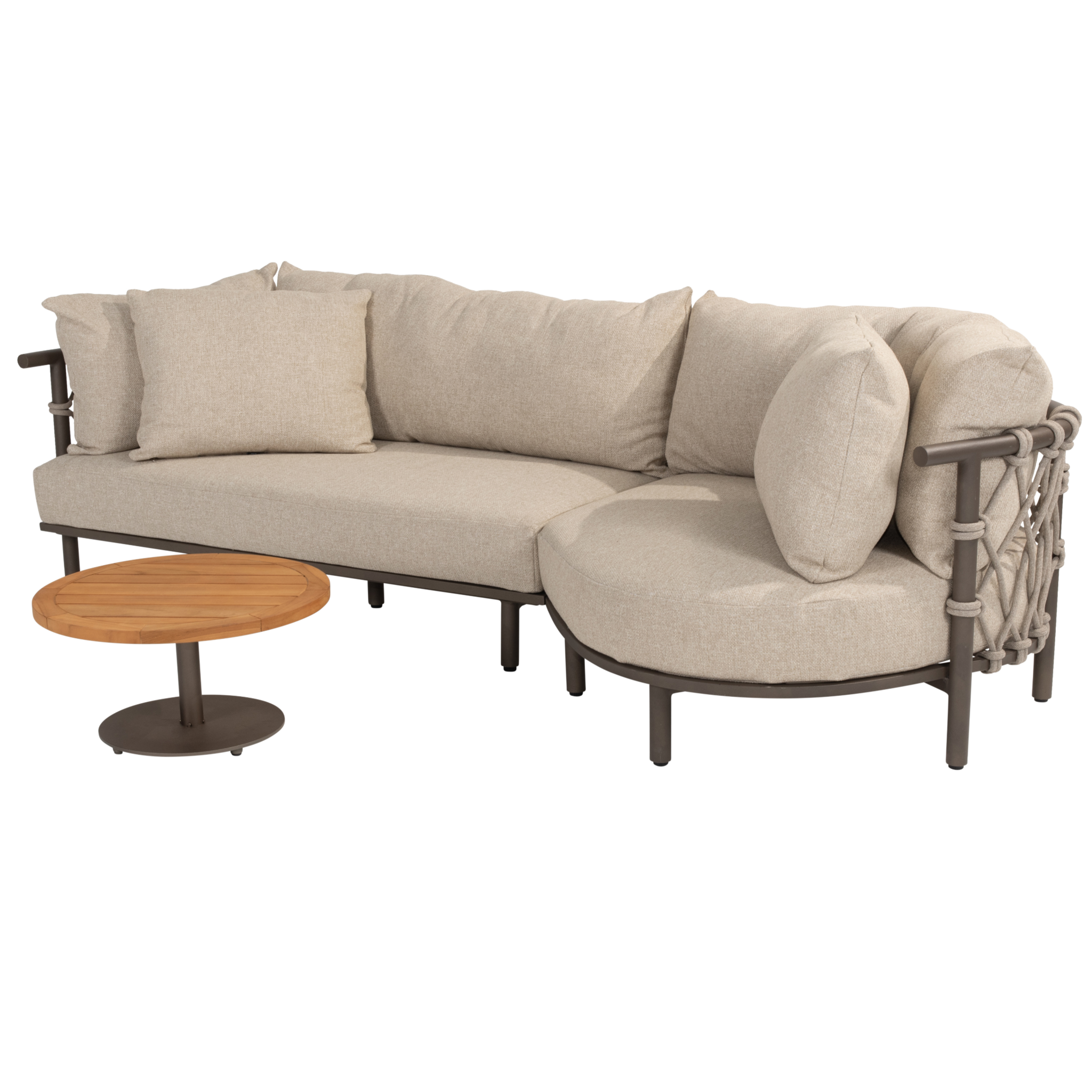4 Seasons Outdoor Ezra chaise longue organische loungeset 3 delig teak terre 