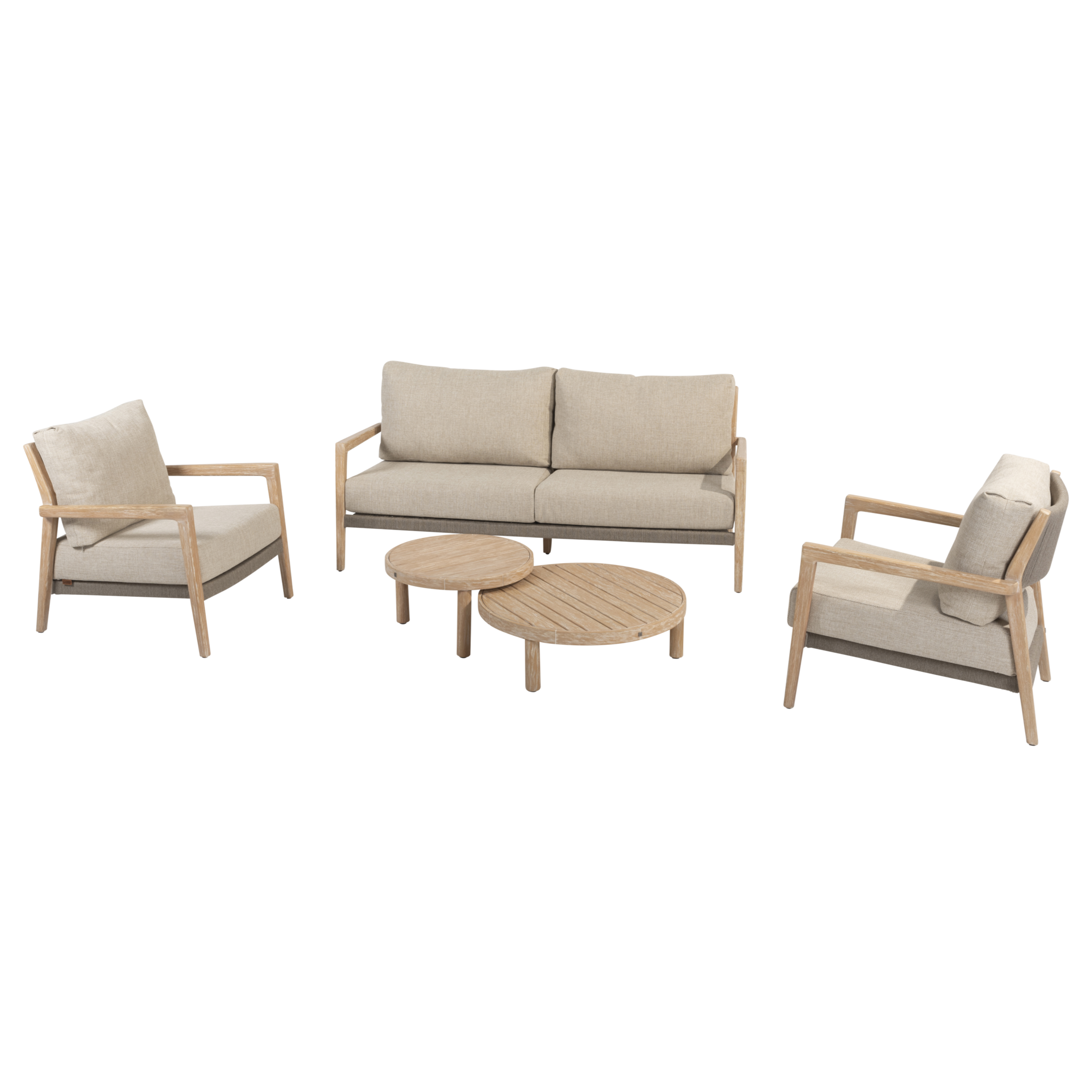 4 Seasons Outdoor Julia stoel bank loungeset 5 delig brushed teak 