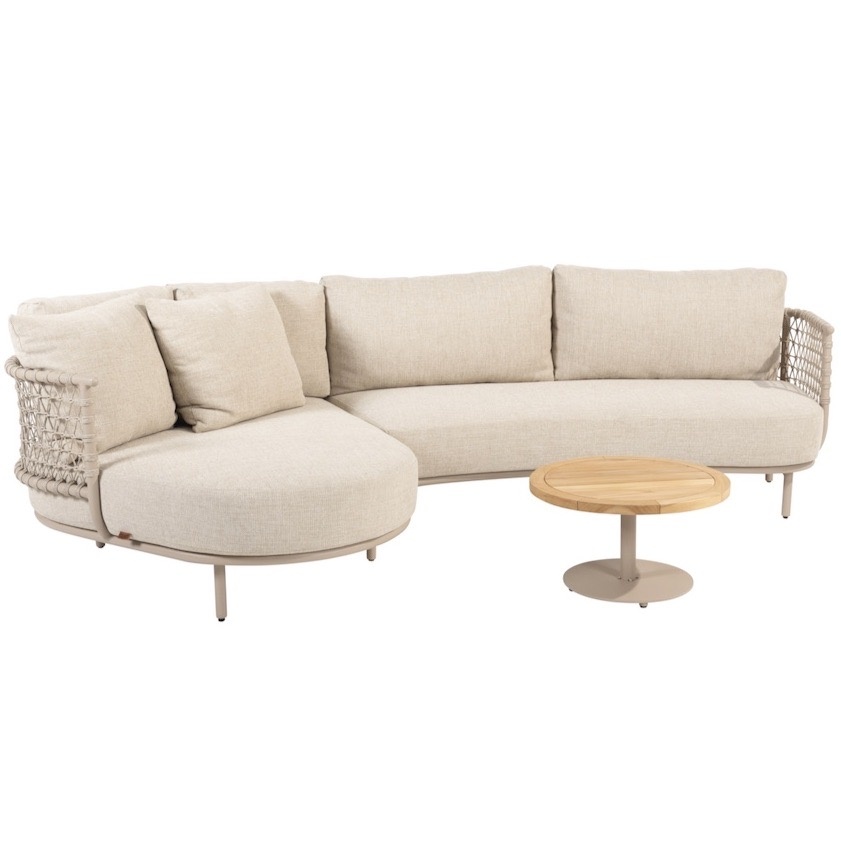4 Seasons Outdoor Sardinia chaise longue loungeset 3 delig aluminum latte 