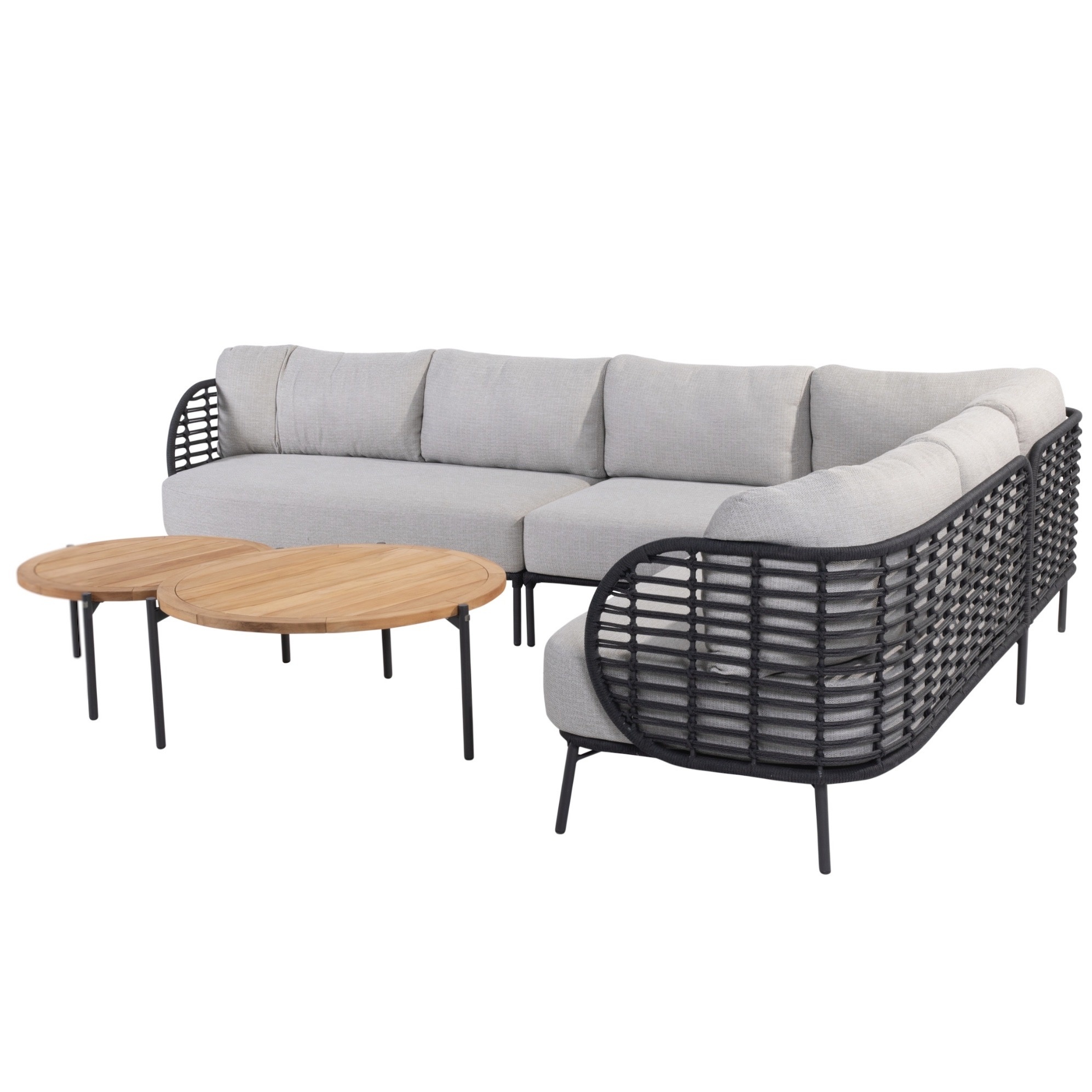 4 Seasons Outdoor Fabrice hoek loungeset 6 delig rope antraciet 