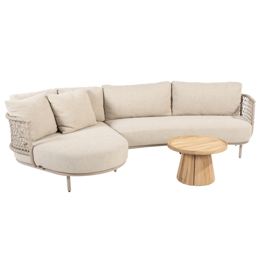 4 Seasons Outdoor Sardinia chaise longue loungeset 3 delig aluminum latte teak 