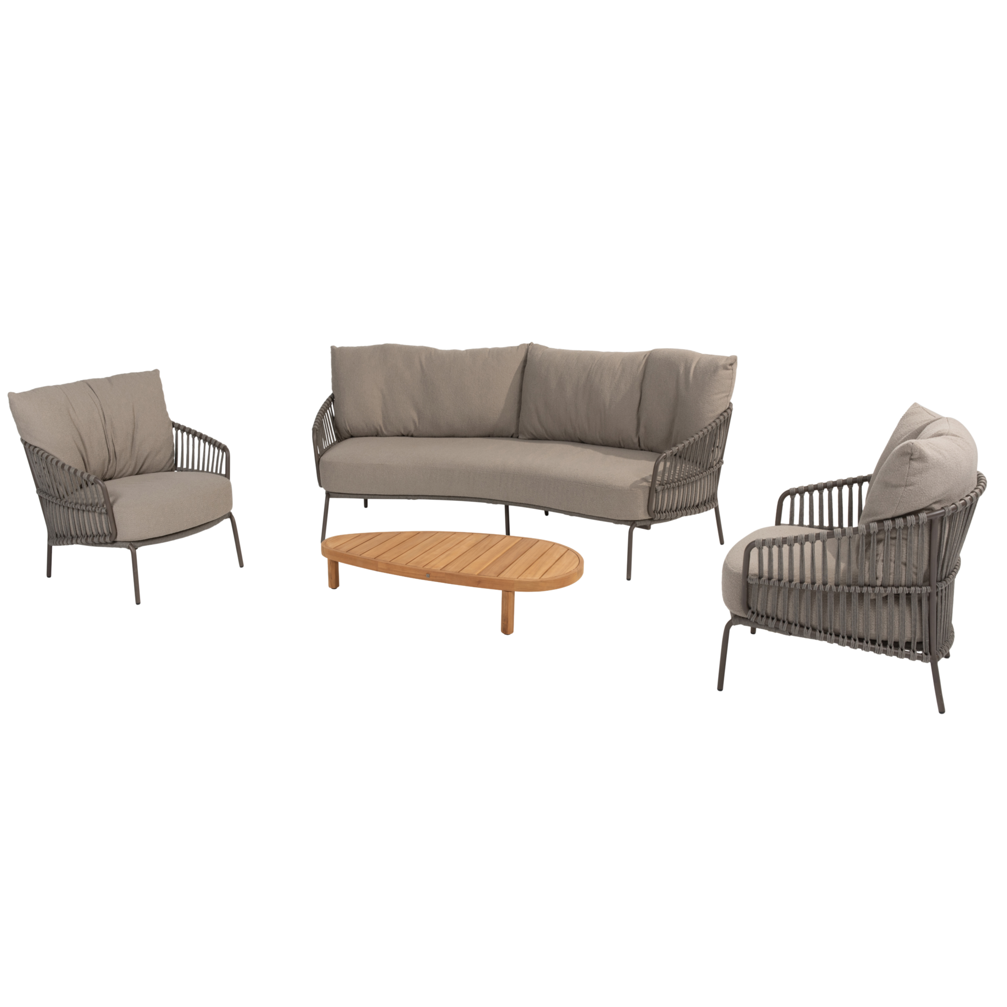 4 Seasons Outdoor Finn Capalbio stoel bank loungeset 4 delig pebble teak terre 