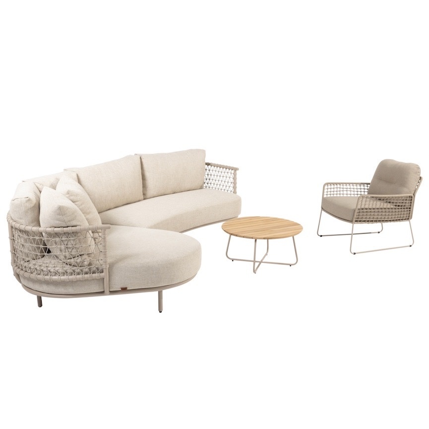 4 Seasons Outdoor Sardinia chaise longue loungeset 4 delig aluminum latte 