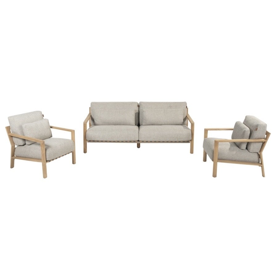 4 Seasons Outdoor Lucas stoel bank loungeset 3 delig naturel teak 