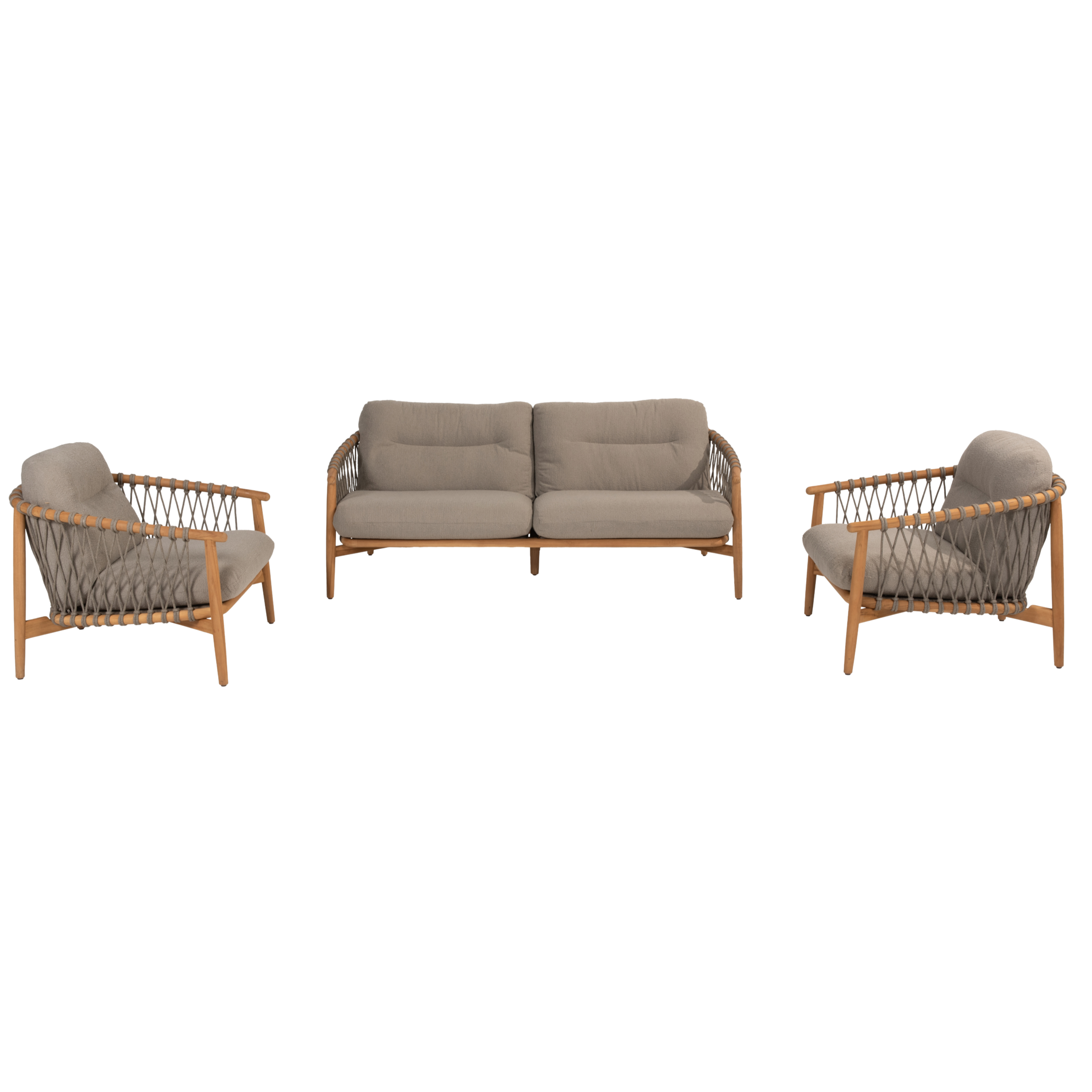4 Seasons Outdoor Nora stoel bank loungeset 3 delig teak rope 
