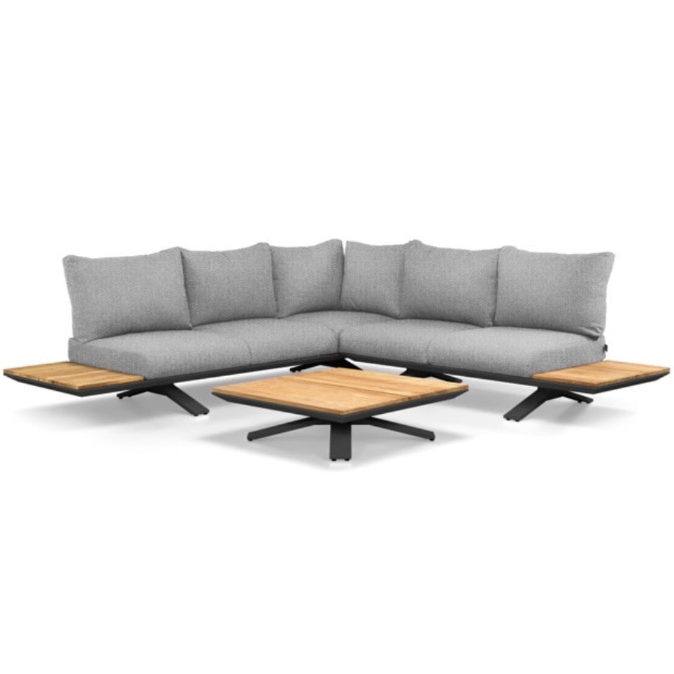 SUNS Stockholm hoek loungeset 3 delig matt royal grey light anthracite mixed weave 