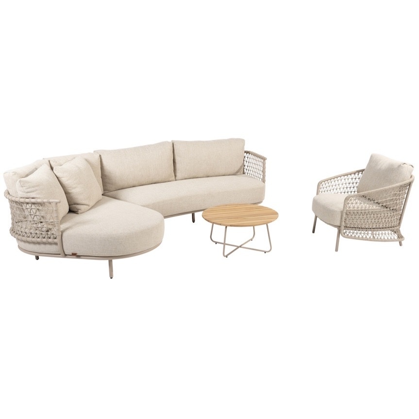 4 Seasons Outdoor Sardinia chaise longue loungeset 4 delig aluminum latte 