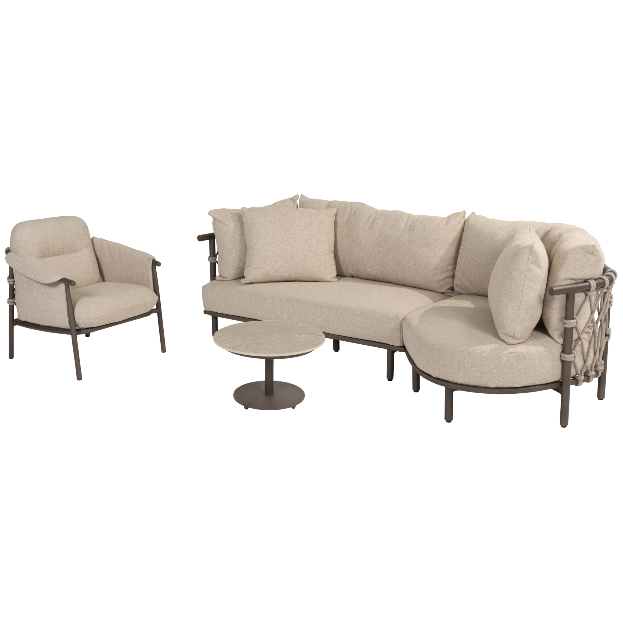 4 Seasons Outdoor Ezra chaise longue organische loungeset 4 delig keramiek terre 